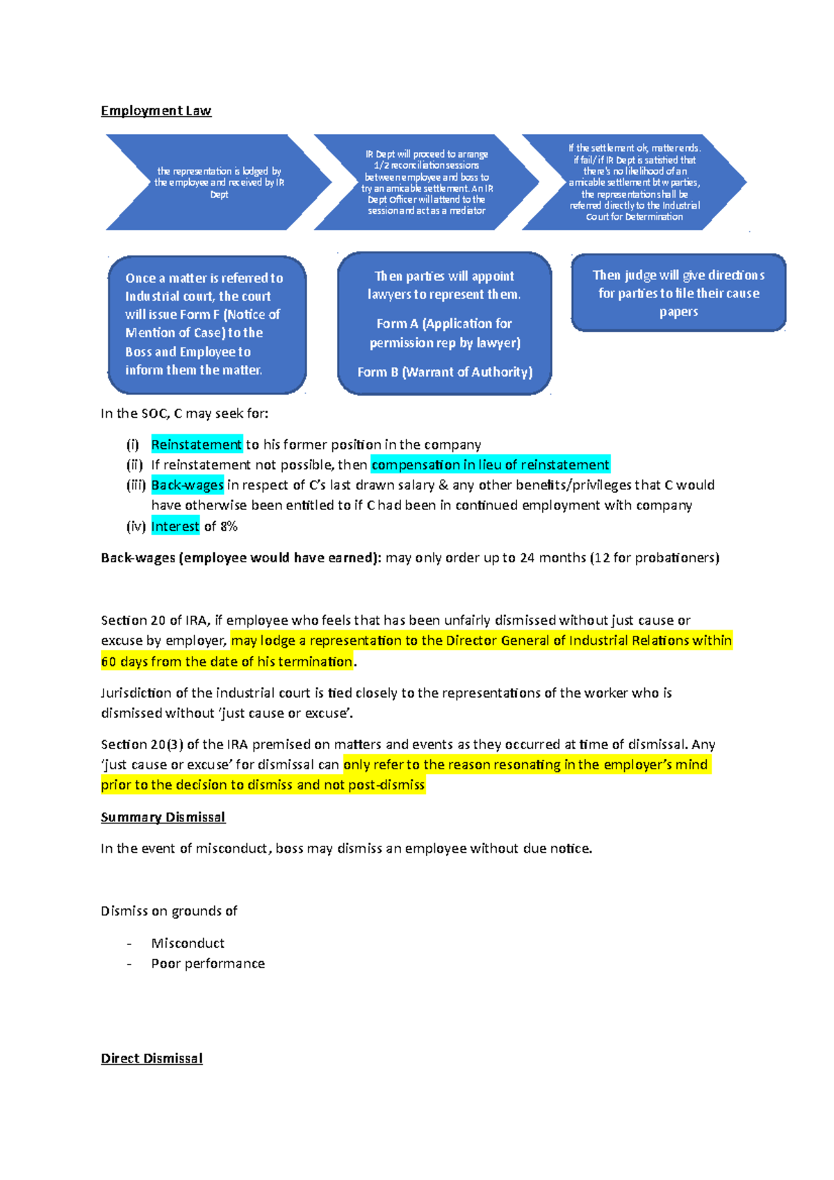 Employment Law notes Employment Law In the SOC, C may seek for (i