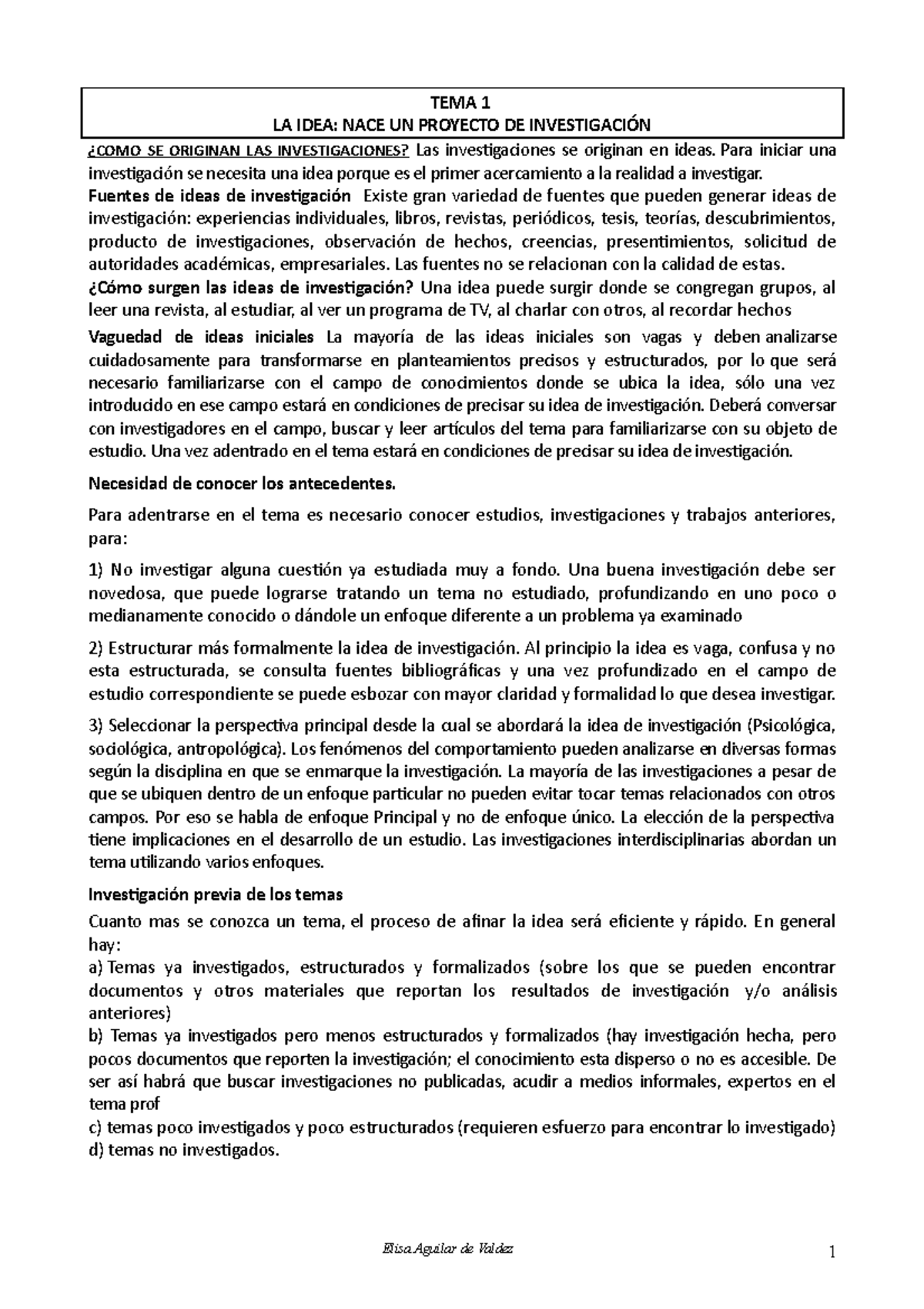 Resumen Libro De Sampieri - TEMA 1 LA IDEA: NACE UN PROYECTO DE SE ...