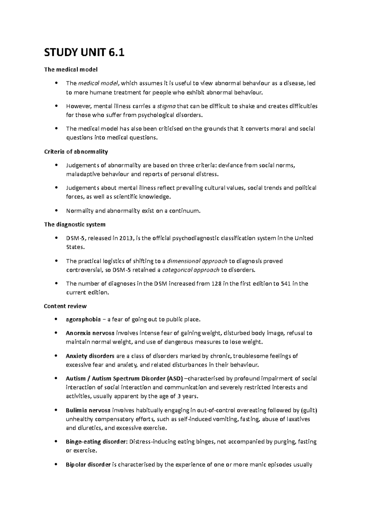 Study UNIT 6 STUDY UNIT 6. The medical model The medical model, which
