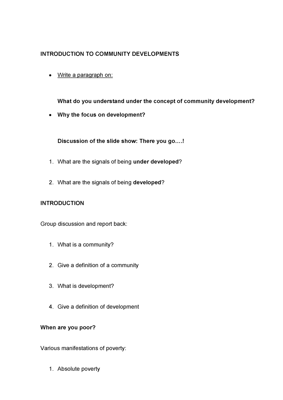 introduction to community development essay