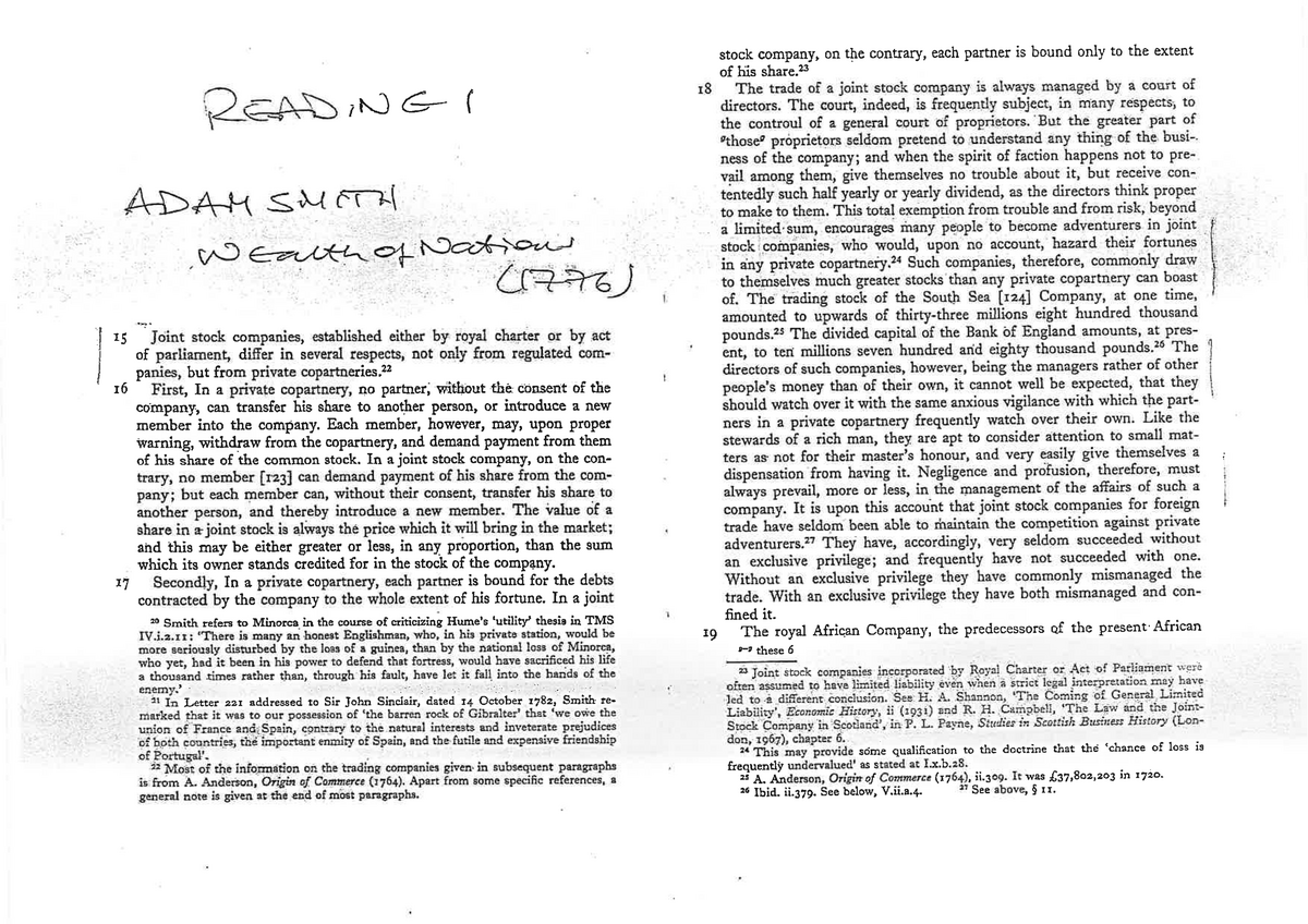 Reading 1 - Adam Smith, Wealth Of Nations (1776)(2) - LAWD10014 - StuDocu