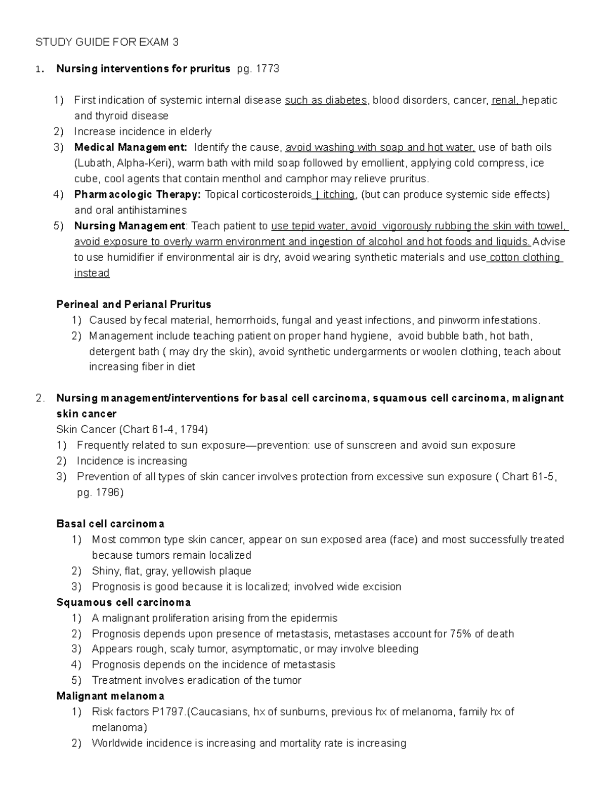 Exam #3 Study Guide - Summary - STUDY GUIDE FOR EXAM 3 Nursing ...