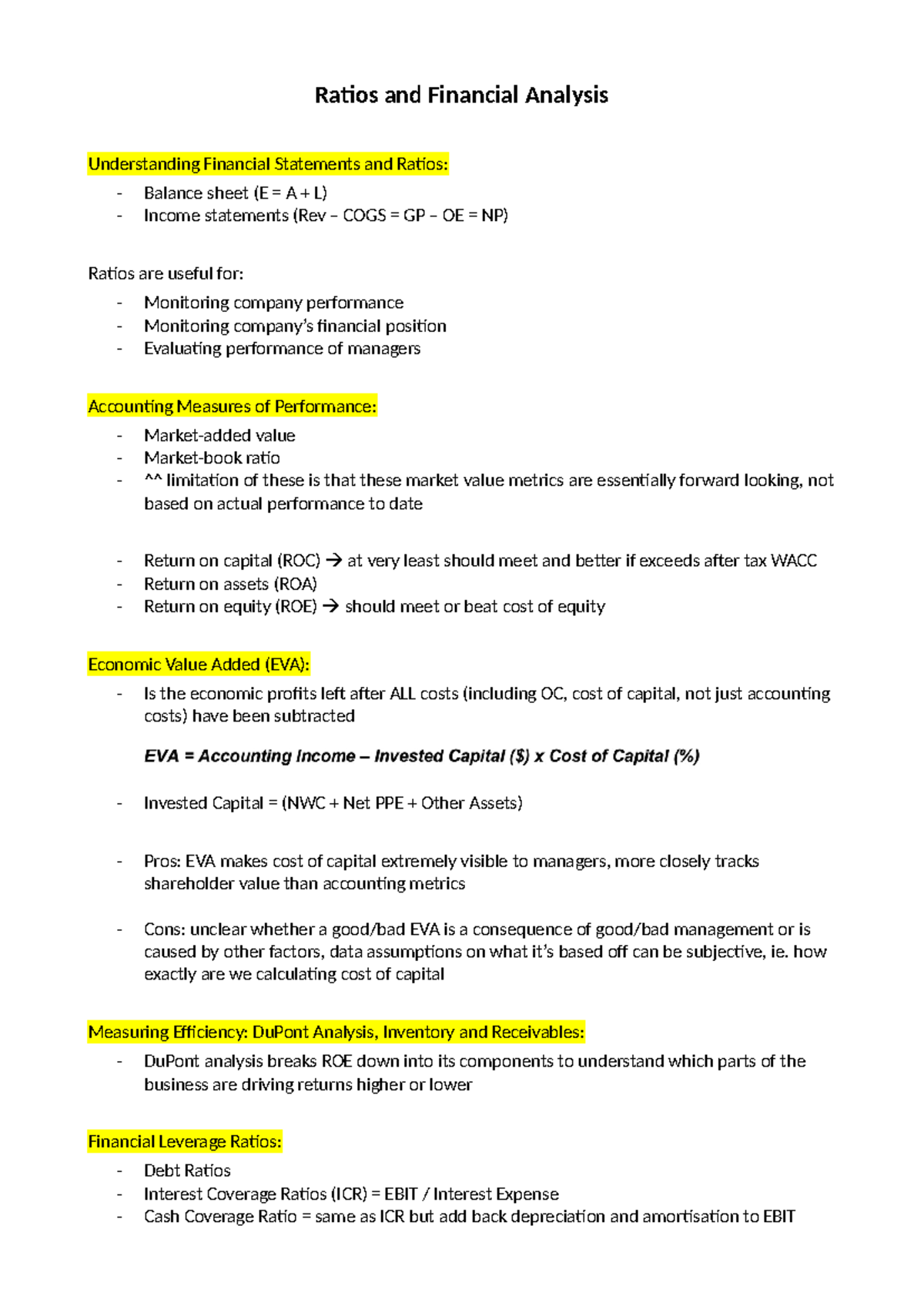 Ratios and Financial Analysis - Ratios and Financial Analysis ...