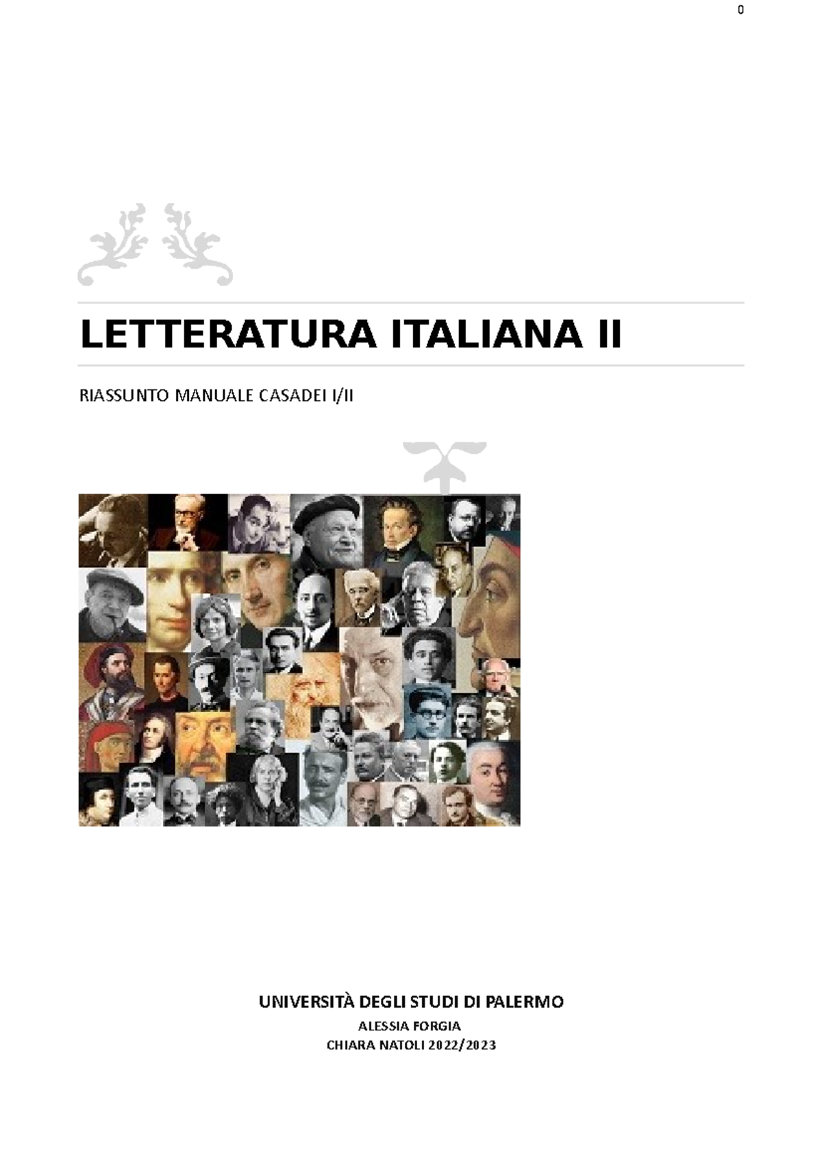 Manuale Lett. Italiana 2 - LETTERATURA ITALIANA II RIASSUNTO MANUALE ...