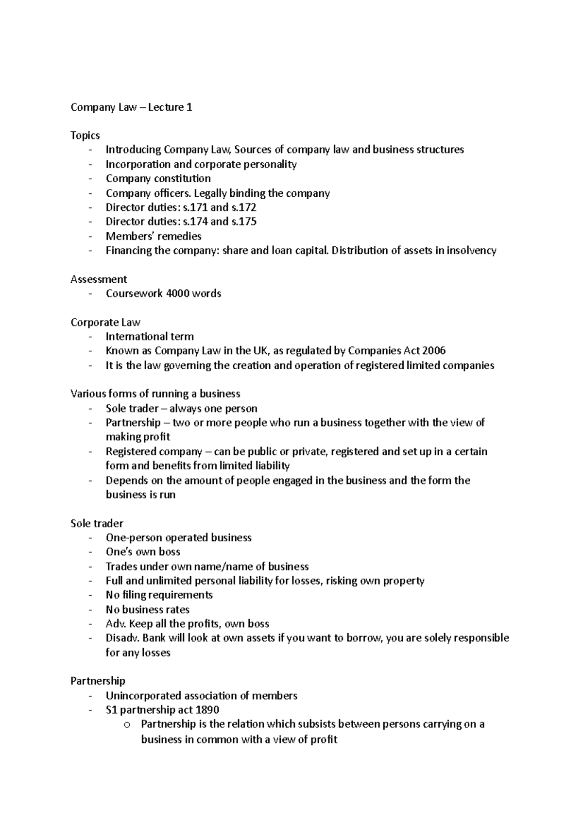 company-law-l1-week-1-company-law-lecture-1-topics