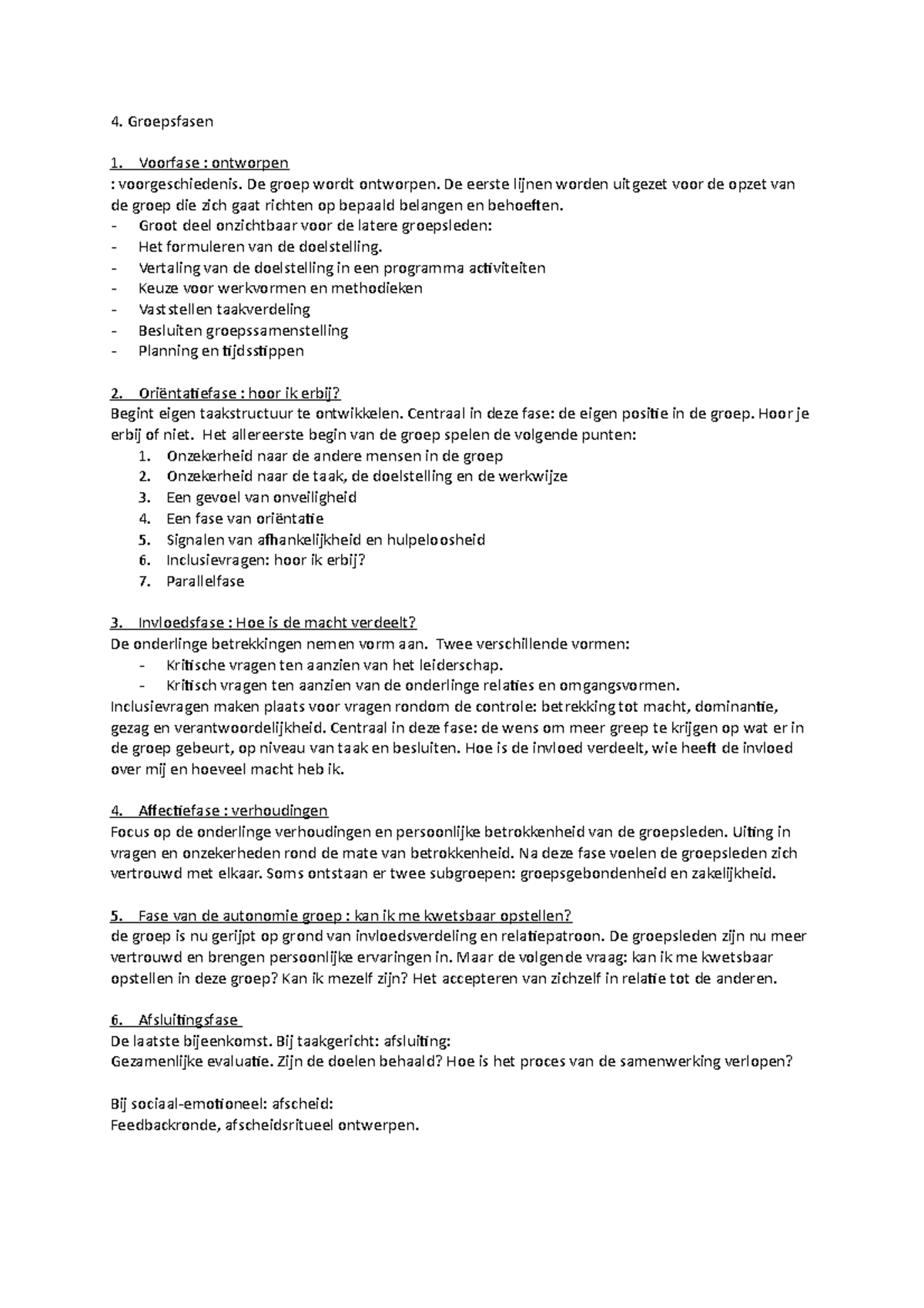 4. Groepsfasen - Leerdoel 4: Groepsfases - 4. Groepsfasen 1. Voorfase ...