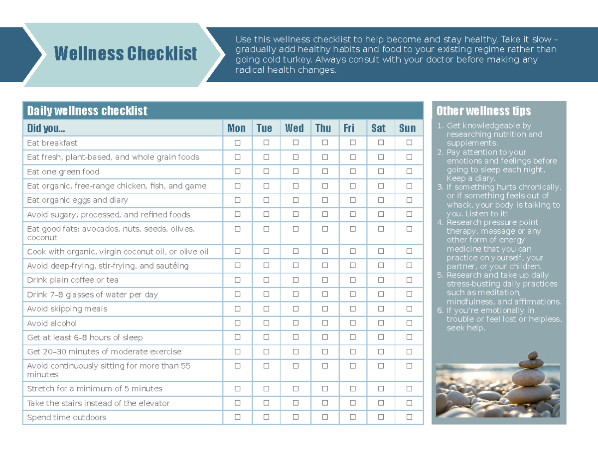 Wellness Checklist - njbjhghgjkh - Wellness Checklist Daily wellness ...