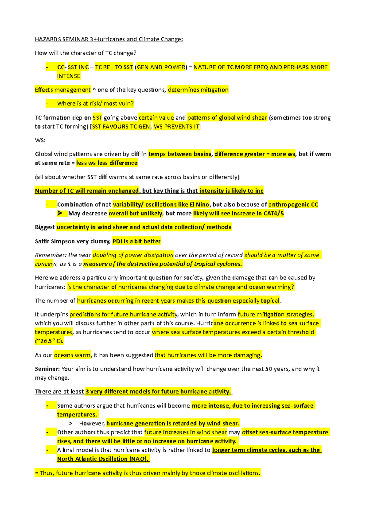 Hazards Seminar 3 Cyclones Hazards Seminar 3 Hurricanes And Climate