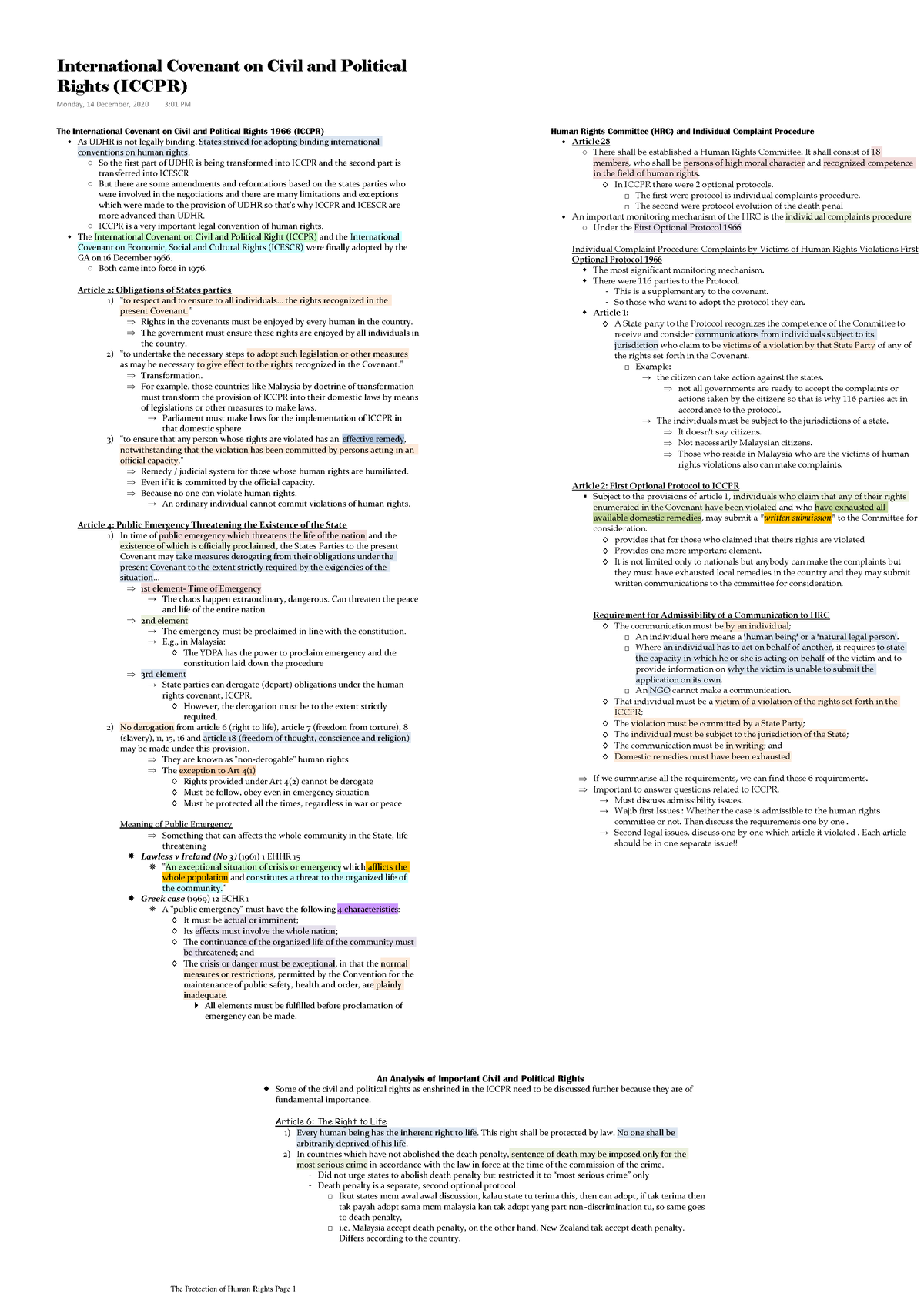 International Covenant On Civil And Political Rights ( Iccpr) - The ...