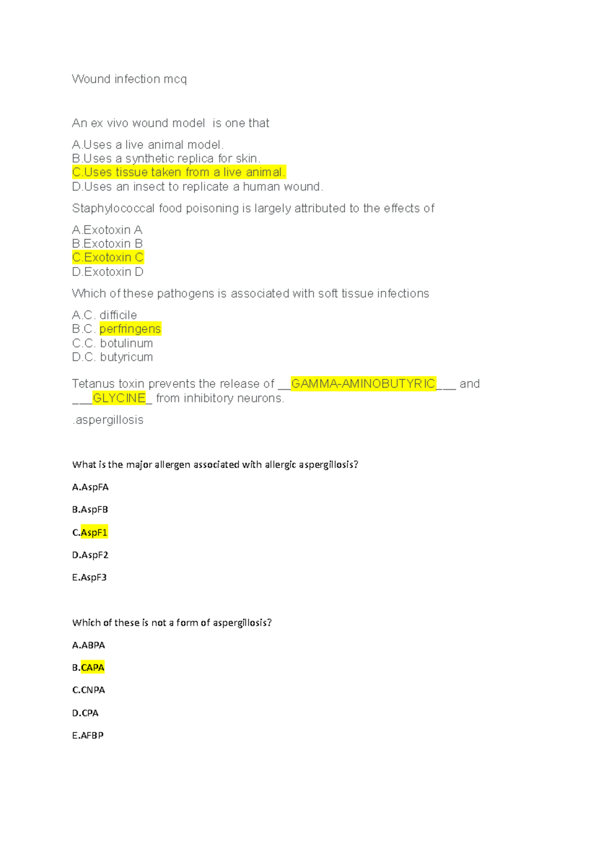 BB2716 Multiple Choice mcq Wound infection mcq An ex vivo wound