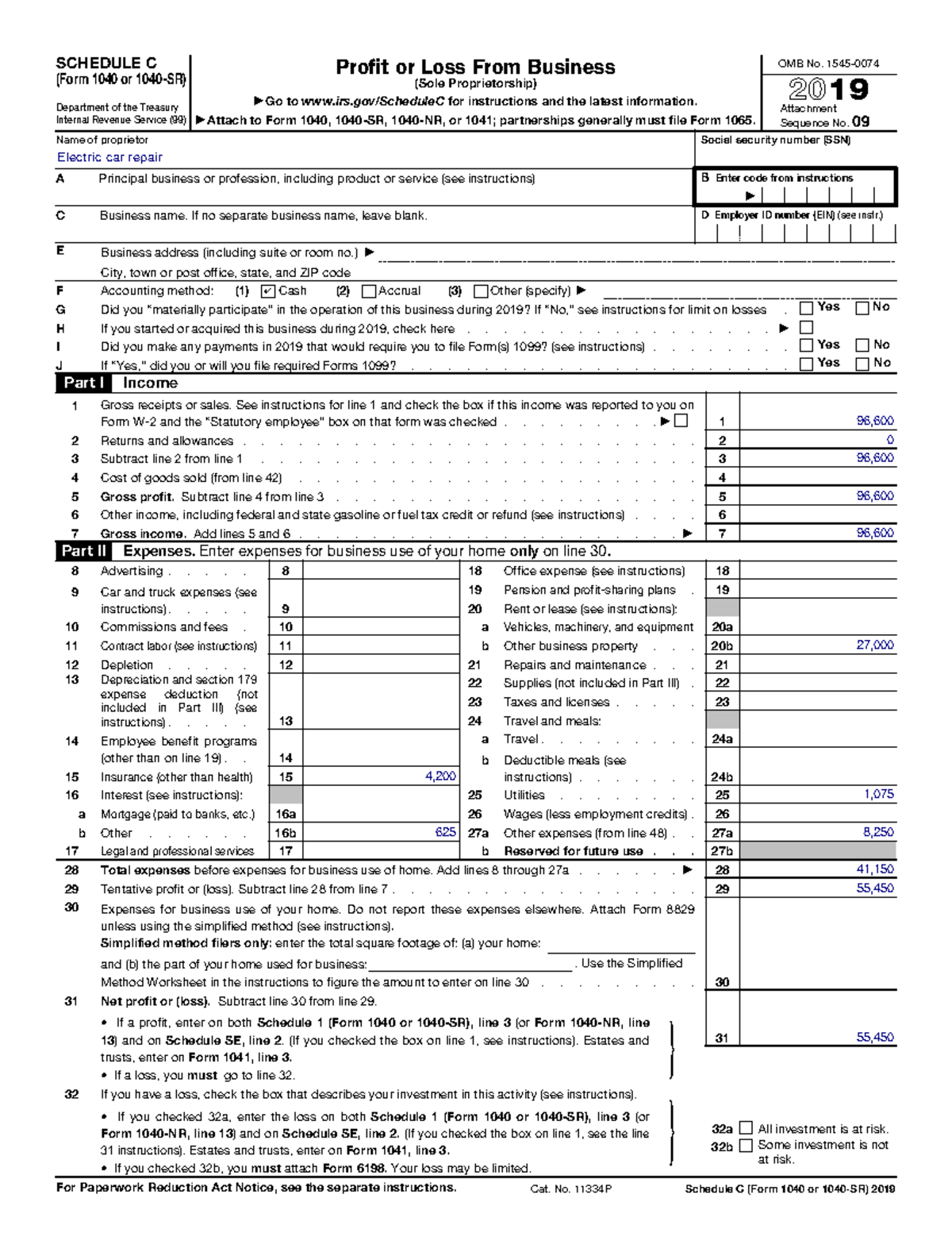 2019 Schedule C (Form 1040 or 1040-SR) - SCHEDULE C (Form 1040 or 1040 ...