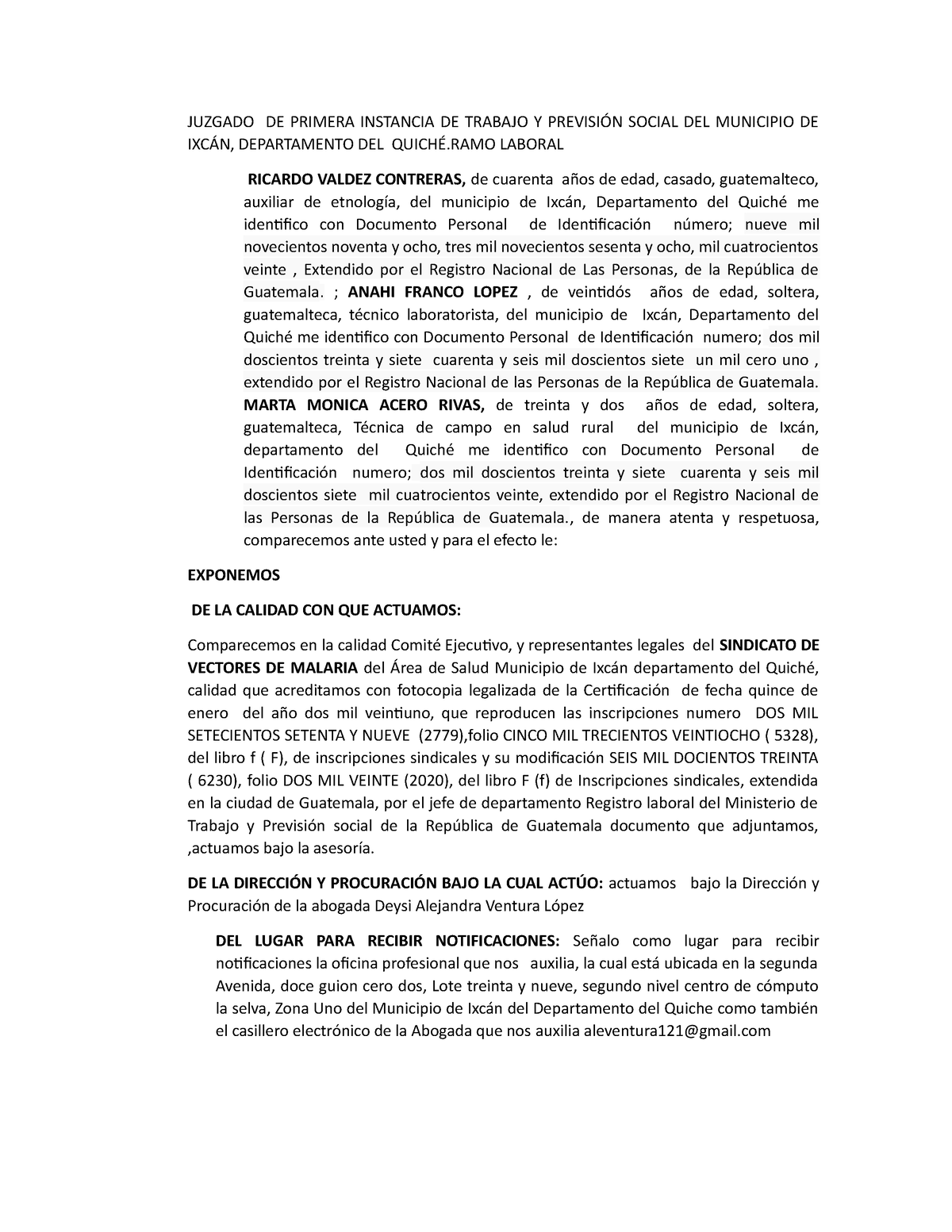 Juzgado DE Primera Instancia DE Trabajo Y Previsión Social DEL ...