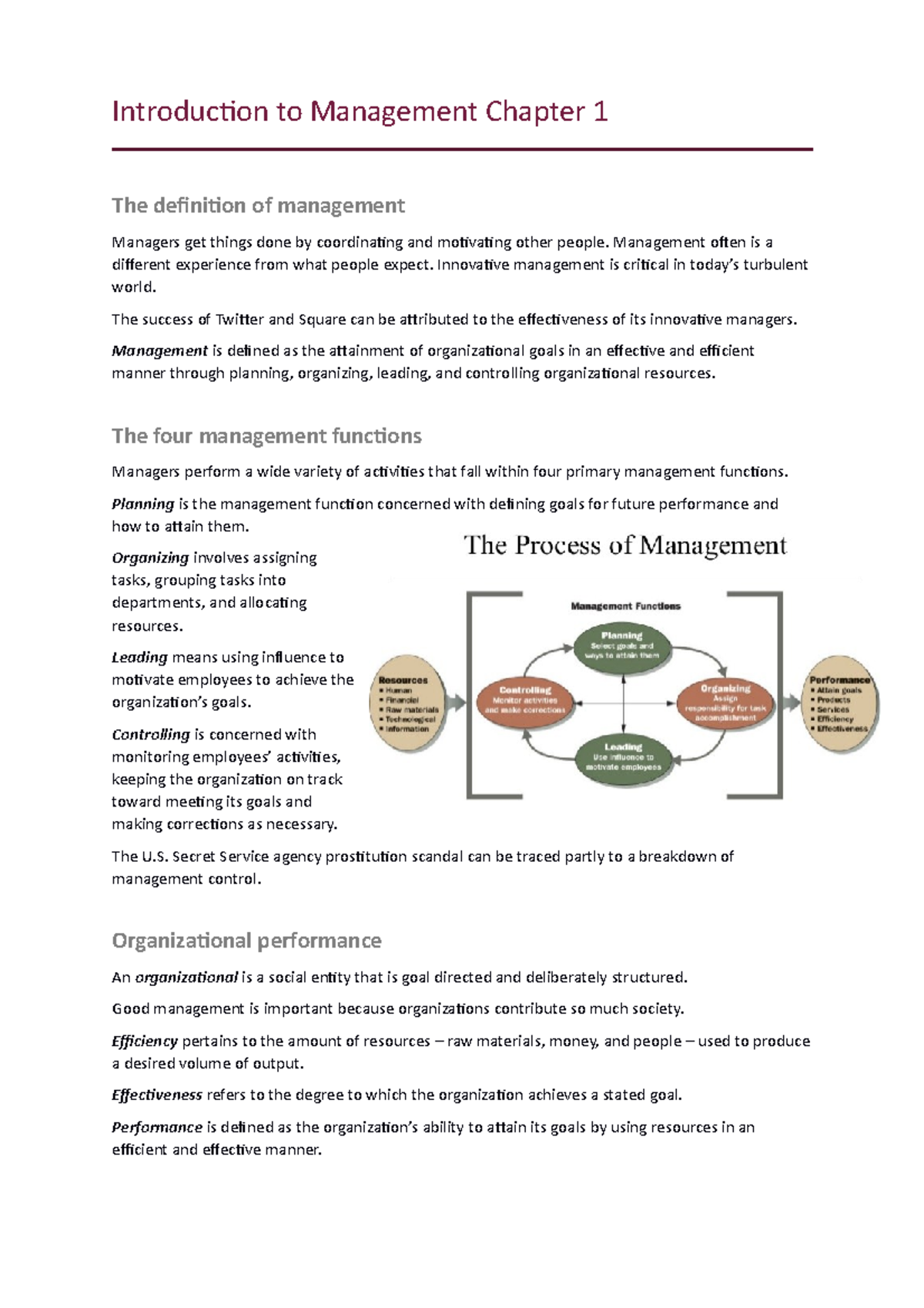 ITM Chapter 1 - Introduction To Management Chapter 1 The Definition Of ...