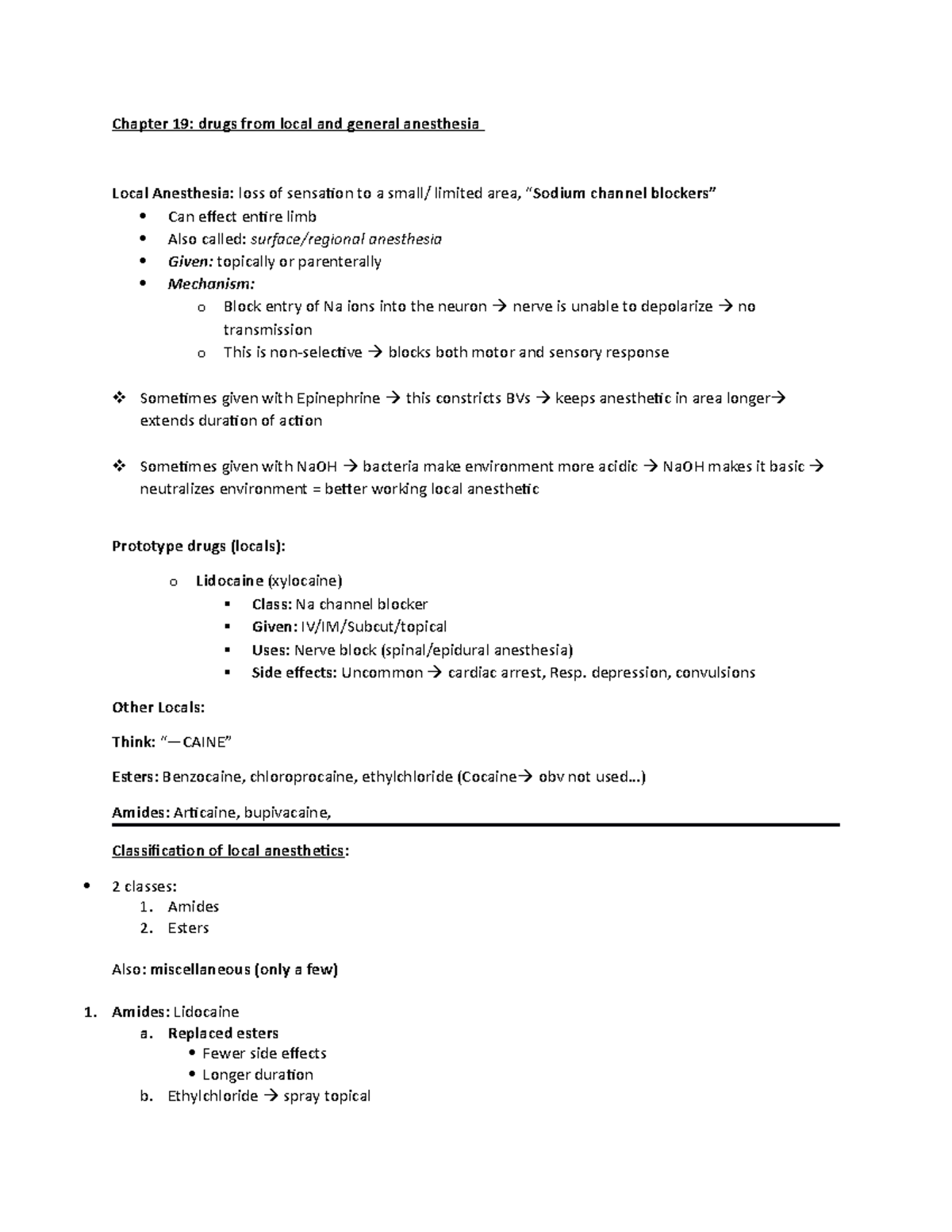 Chapter 19- Drugs For Local & General Anesthesia - Chapter 19: Drugs ...