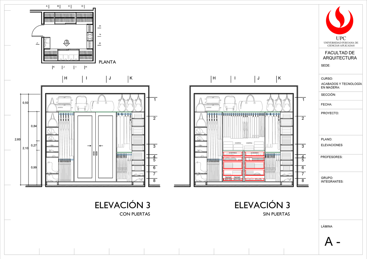 Mueble - Closet. Plano Cliente - LÁMINA FACULTAD DE ARQUITECTURA CURSO ...