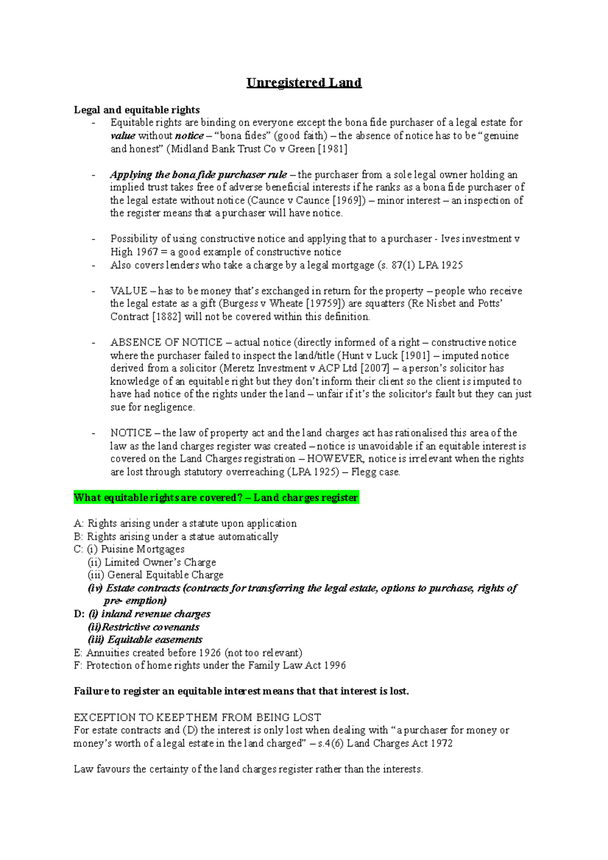 Unregistered Land (Property Law Revision) - Unregistered Land Legal and ...