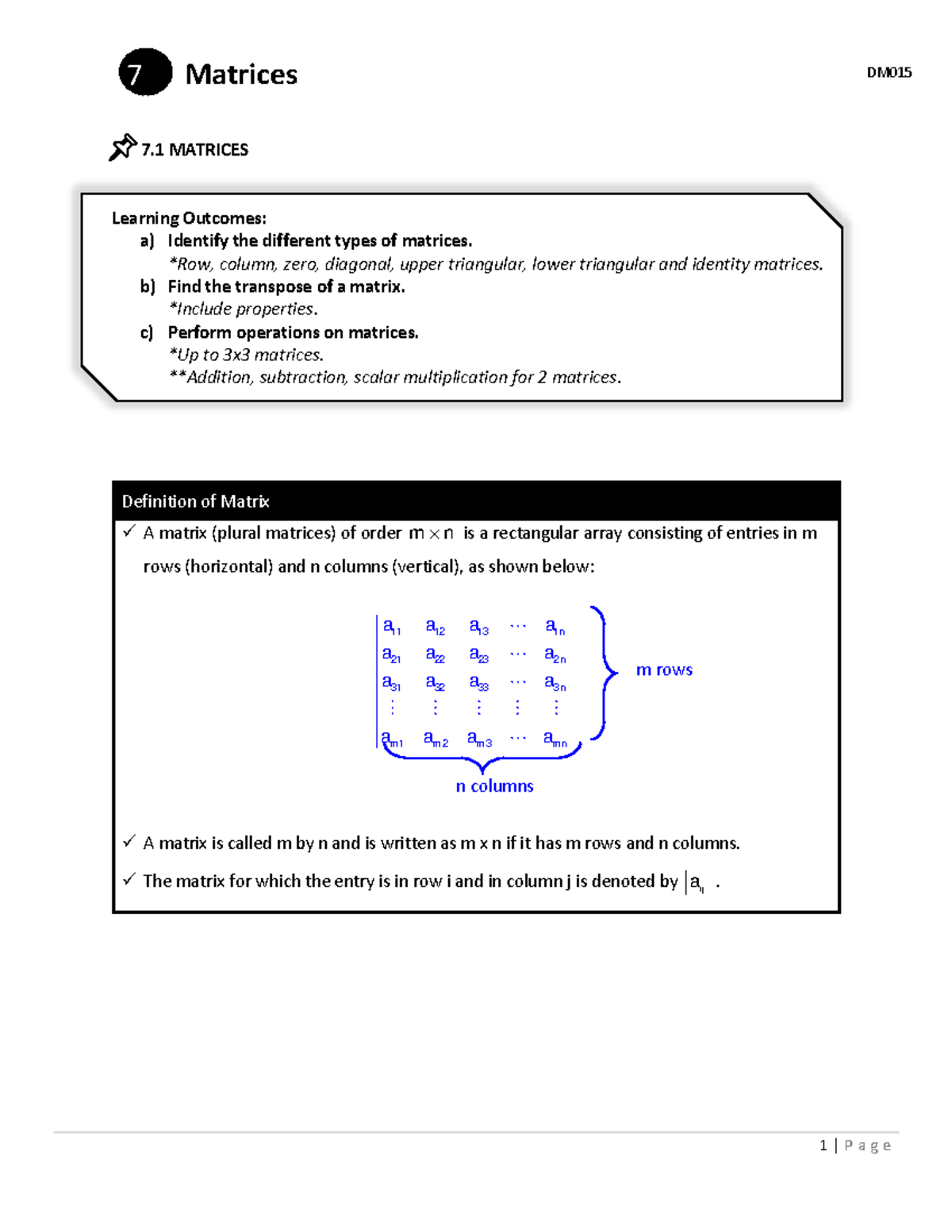 Students- Chapter 7 Matrices 2022 - 7 7 .1 MATRICES Learning Outcomes ...