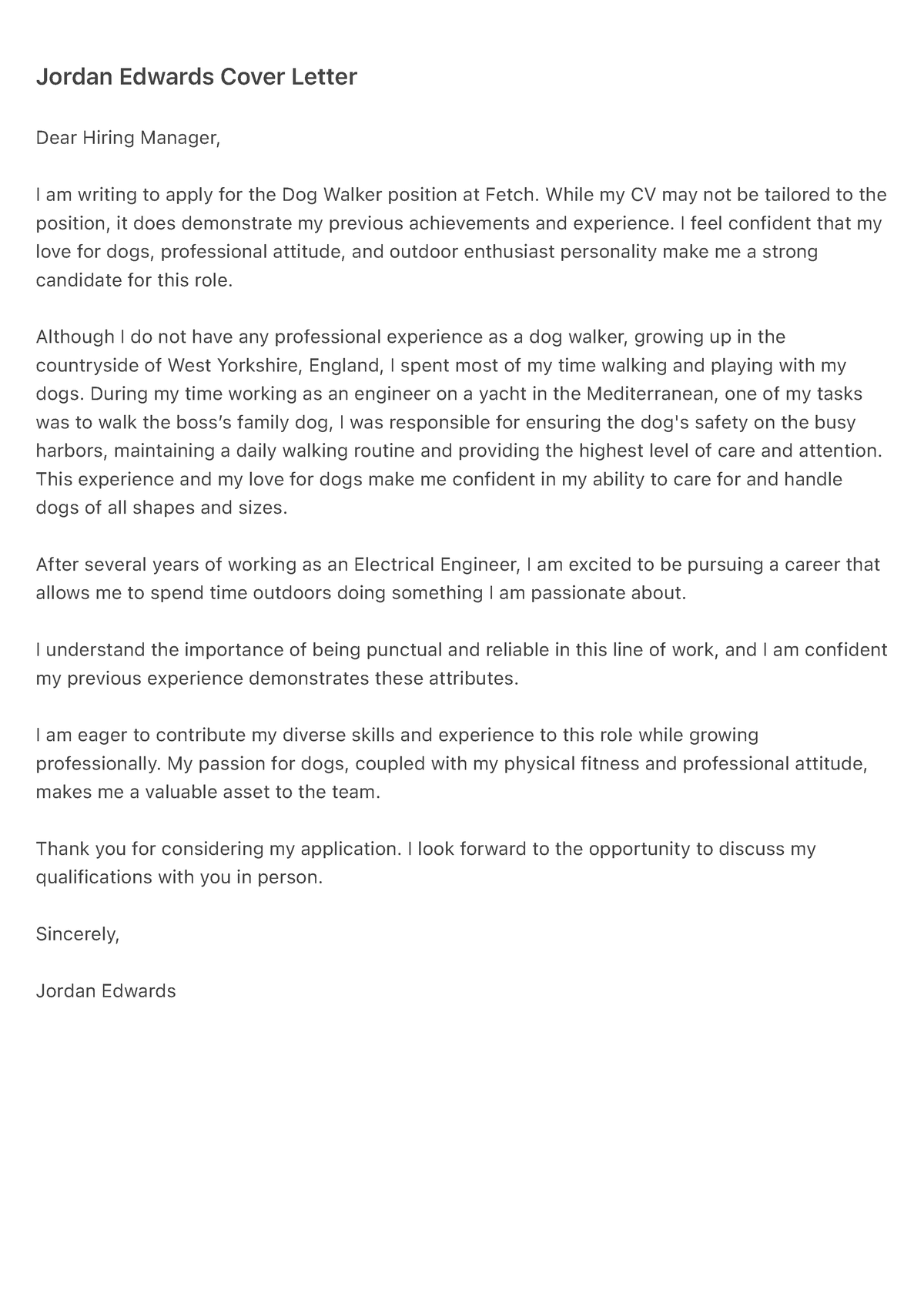 Jordan Edwards Cover Letter - Fetch - Jordan Edwards Cover Letter Dear ...