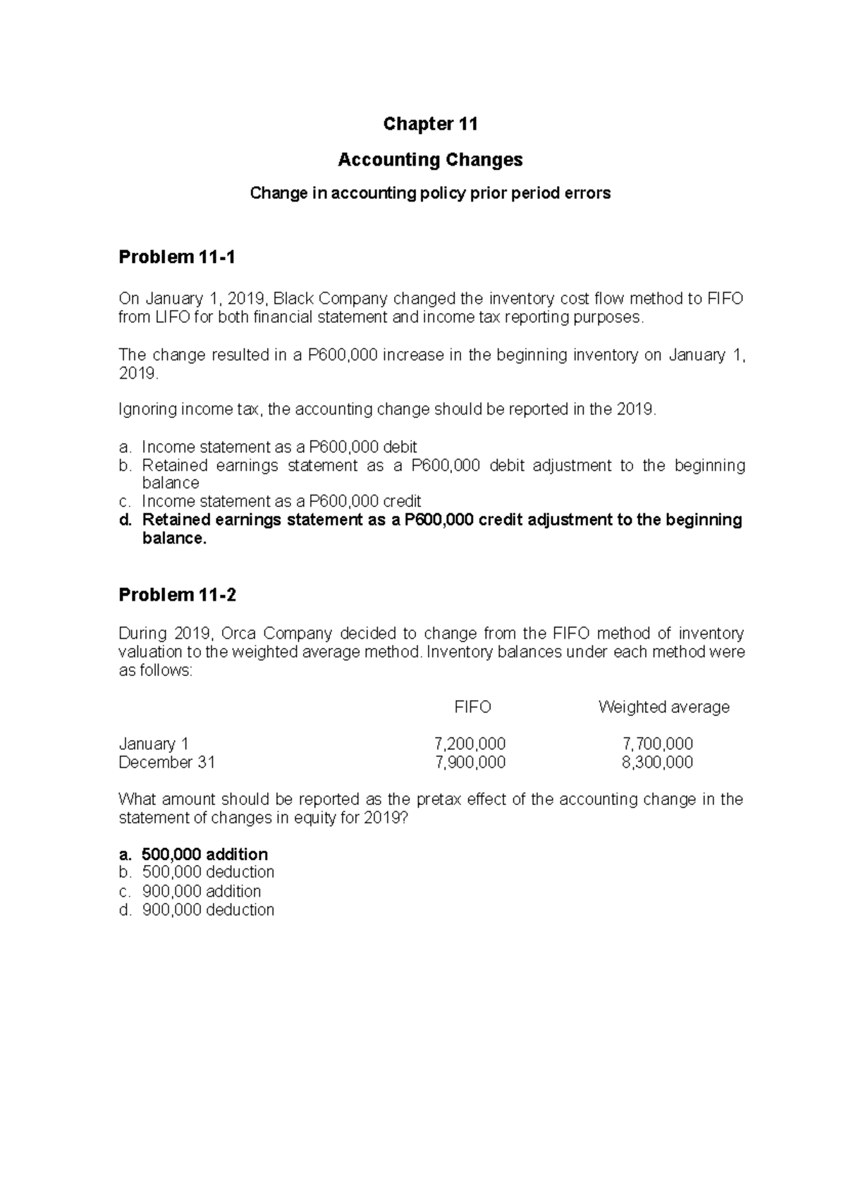 Change-in-policy-problems compress - Chapter 11 Accounting Changes ...
