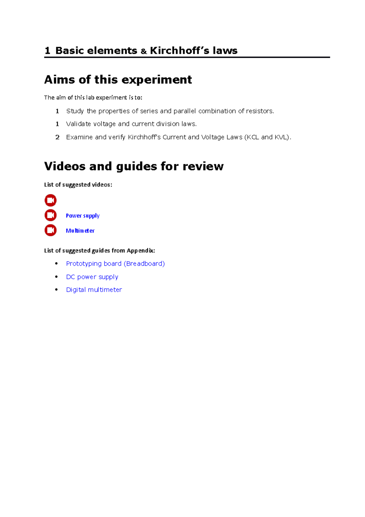 Unsw Elec1111 Lab 3 - 1 Basic Elements & Kirchhoff’s Laws Aims Of This ...