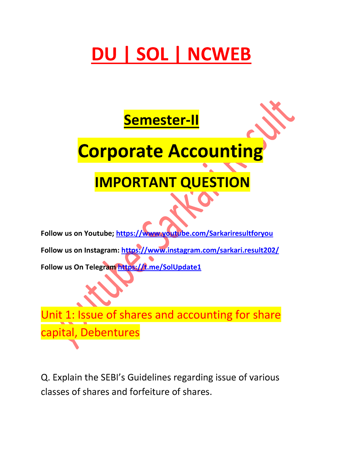 Corporate Accounting - Book - DU | SOL | NCWEB Semester-II Corporate ...