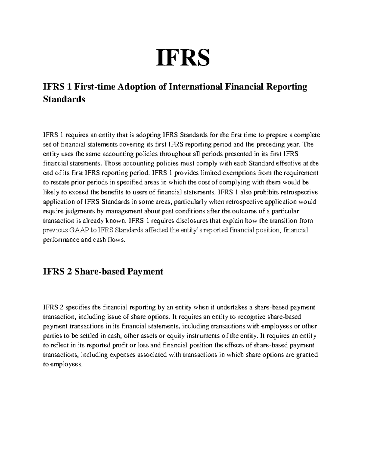 IFRS - Financial Course - Financial Management - JU - Studocu