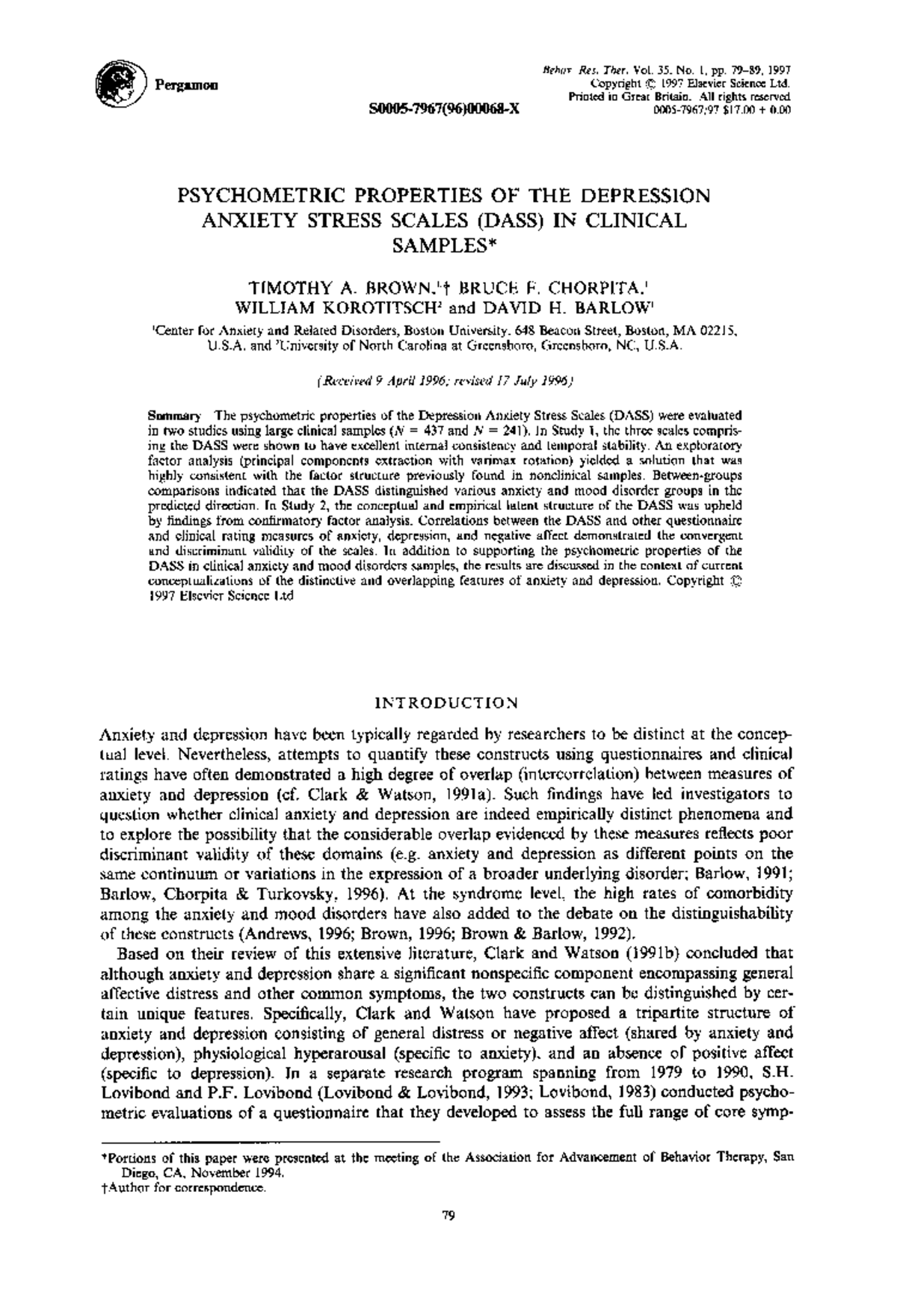 Psychometric properties of the Depression Anxiety Stress Scales (DASS ...