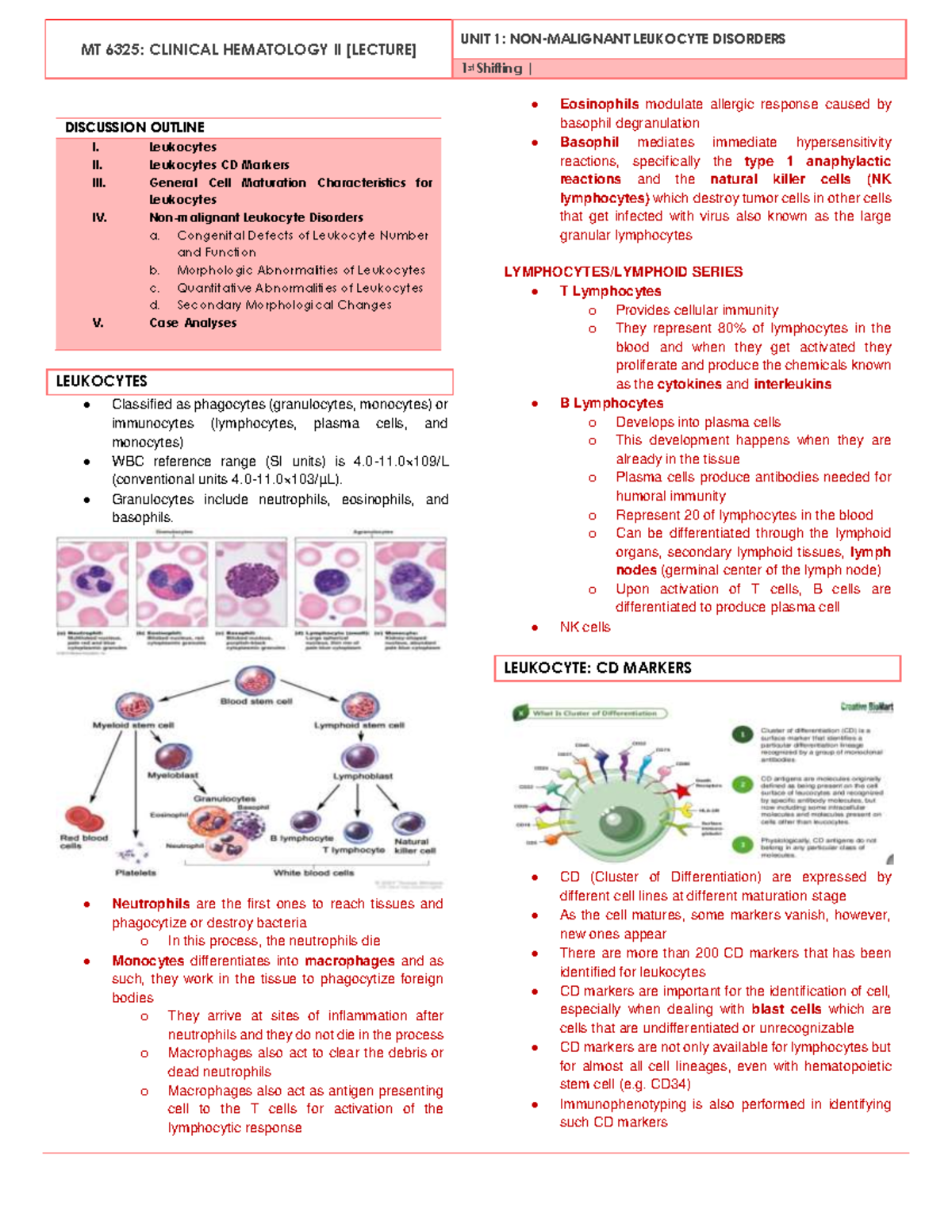 HEMA2 - Non-Malignant Leukocyte Disorders - MT 6325: CLINICAL ...