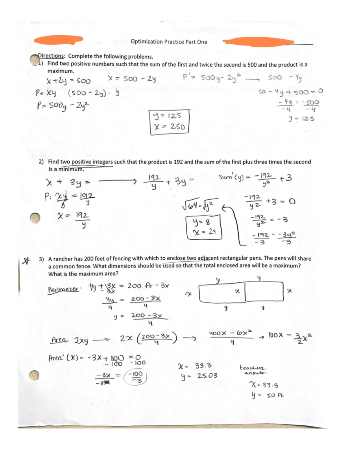 Calculus 1 Optimization - MA 1713 - Studocu