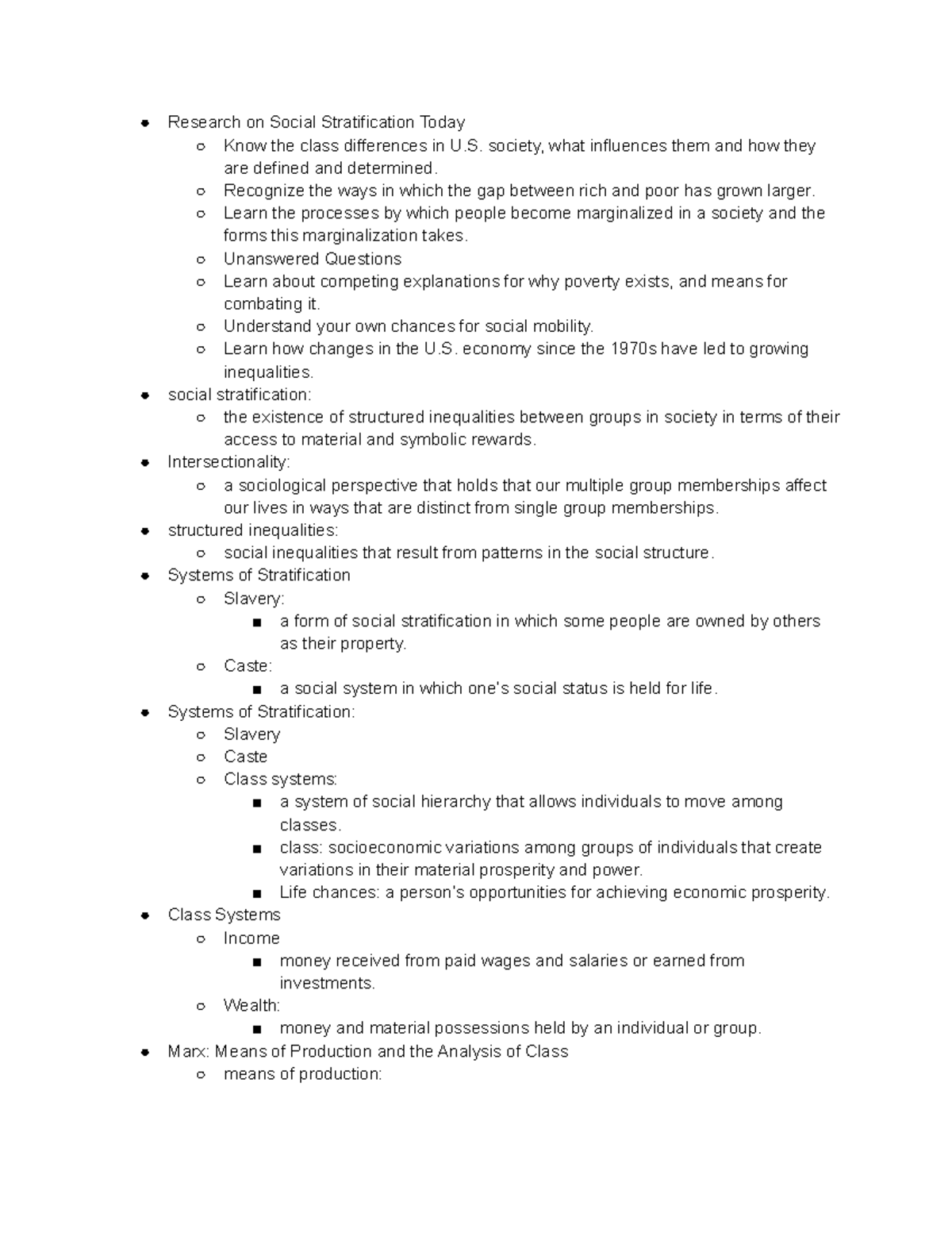 Sociology 101 ch - notes - Research on Social Stratification Today Know ...