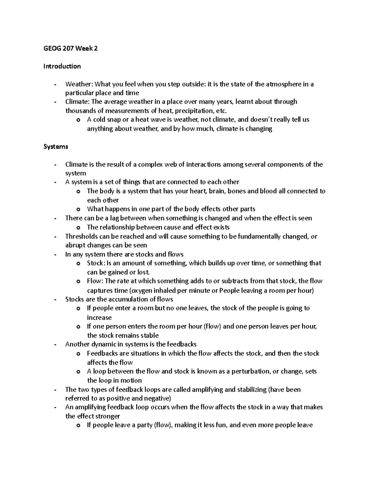 GEOG 207 Week 2 - Lecture 2 notes - GEOG 207 Week 2 Introduction ...