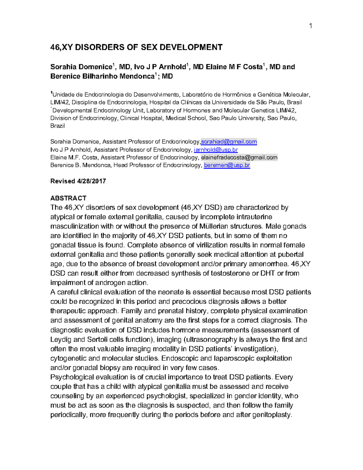46,XY Disorders OF SEX Development - 46,XY DISORDERS OF SEX DEVELOPMENT ...