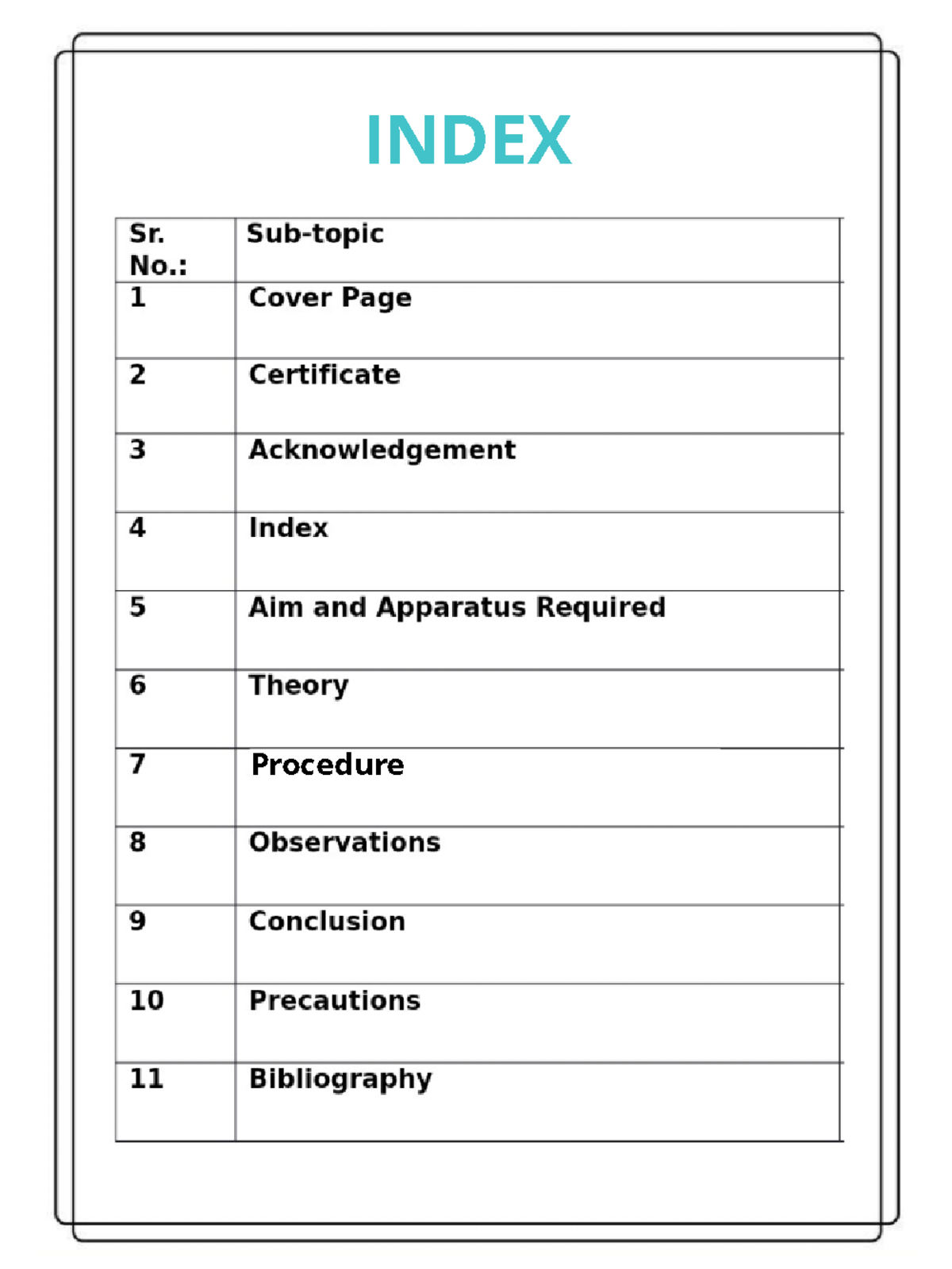 Phy - INDEX Procedure Aim/Objectives: The aim of this project is to ...