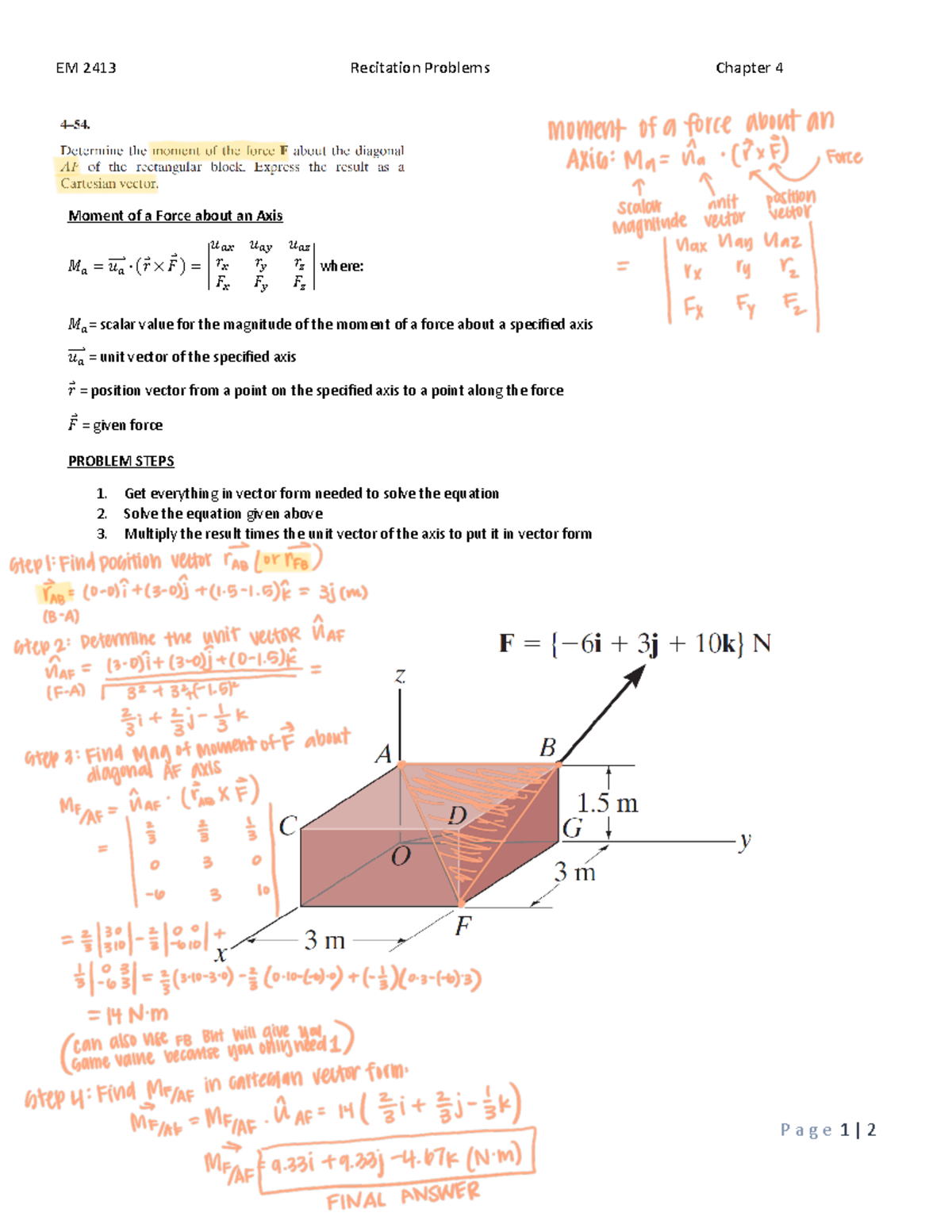 Chapter+4+-+Week+6 - Cagle - EM 2413 Recitation Problems Chapter 4 P a ...