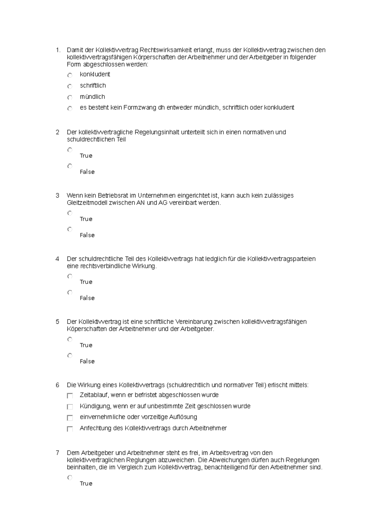 Multiple Choice Fragen Beispiele Arbeitsrecht Fragen für Multiple Choice Test (Warter) - Damit der