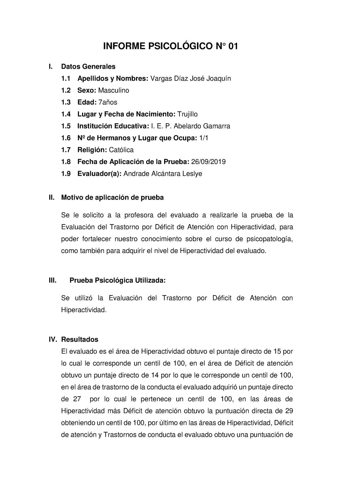 Informes Edah Informe Del Test De Edah Para Medir Hiperactividad Y Déficit De Atención 4592