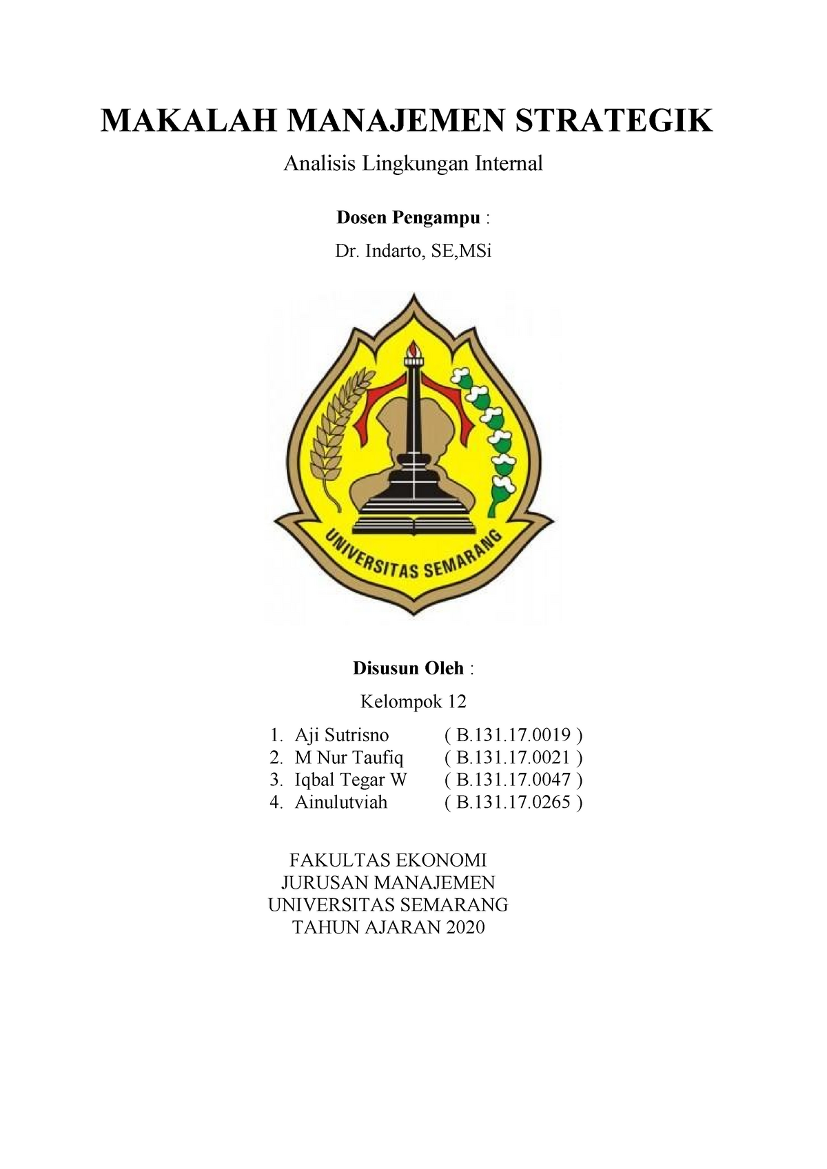 Toaz - Grade: B+ - MAKALAH MANAJEMEN STRATEGIK Analisis Lingkungan ...