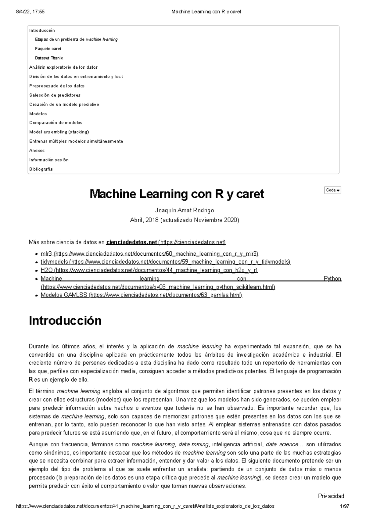 Machine Learning con R y caret descripción - Etapas de un problema de ...