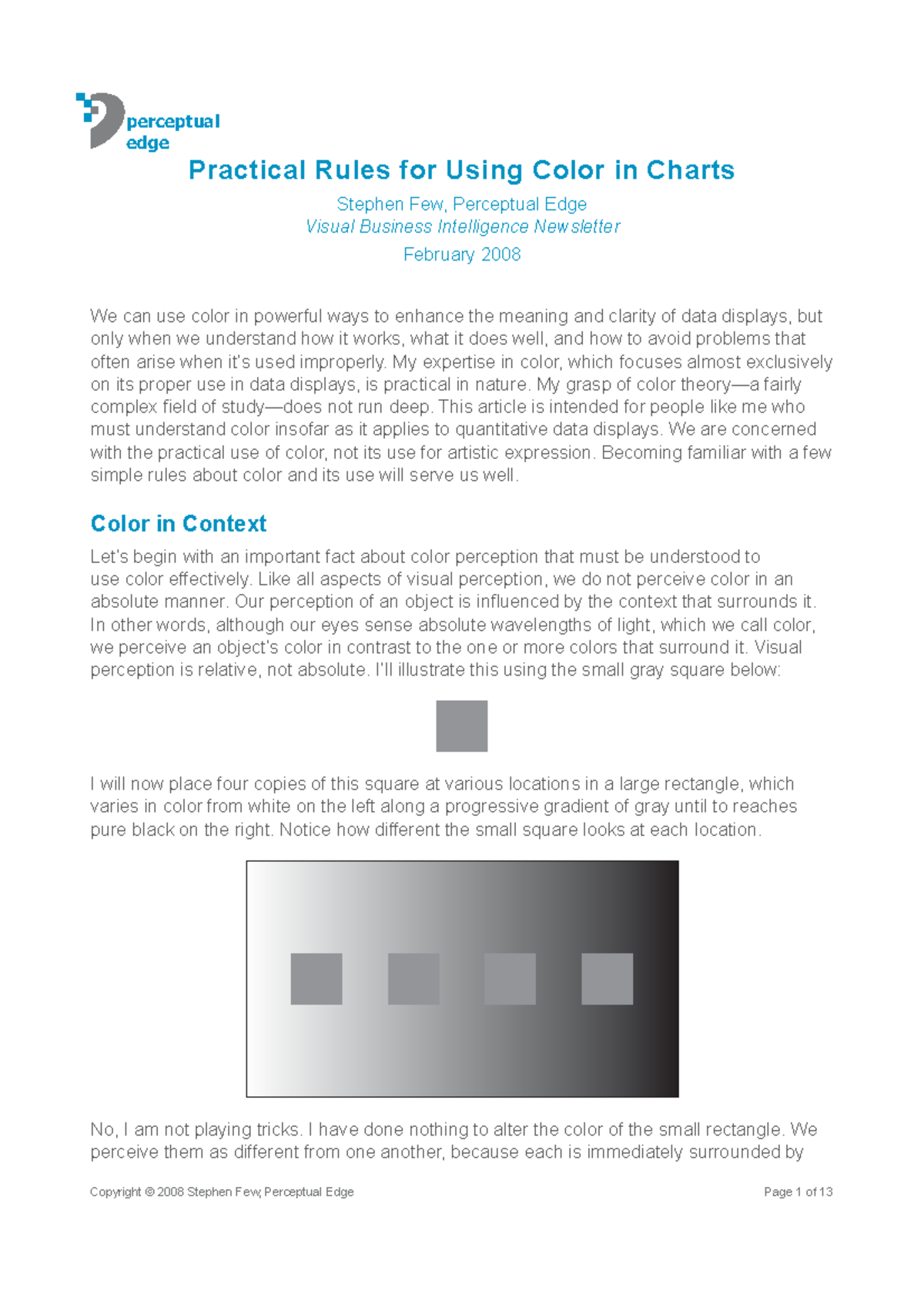 Few (2008 ) - Practical Rules for Using Color in Charts - We can use ...