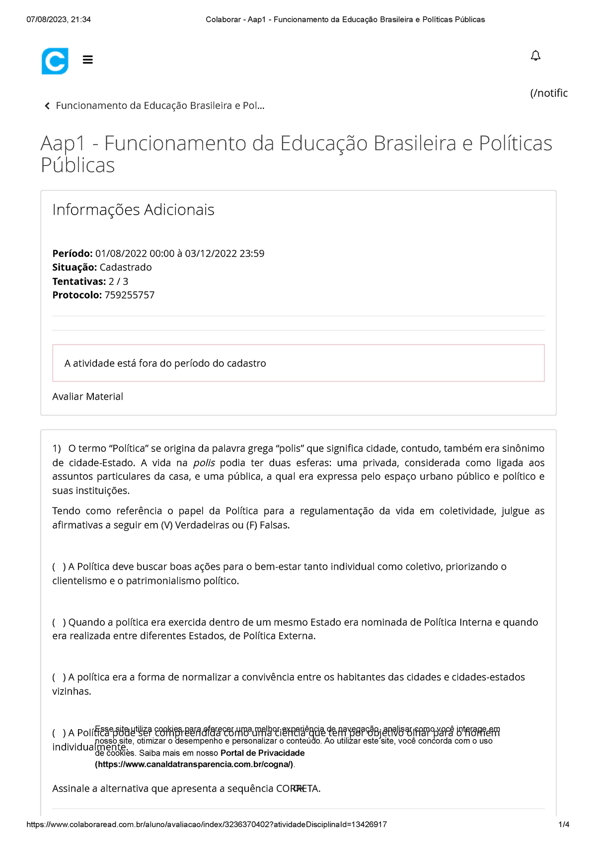 Colaborar - Aap1 - Funcionamento Da Educação Brasileira E Políticas ...