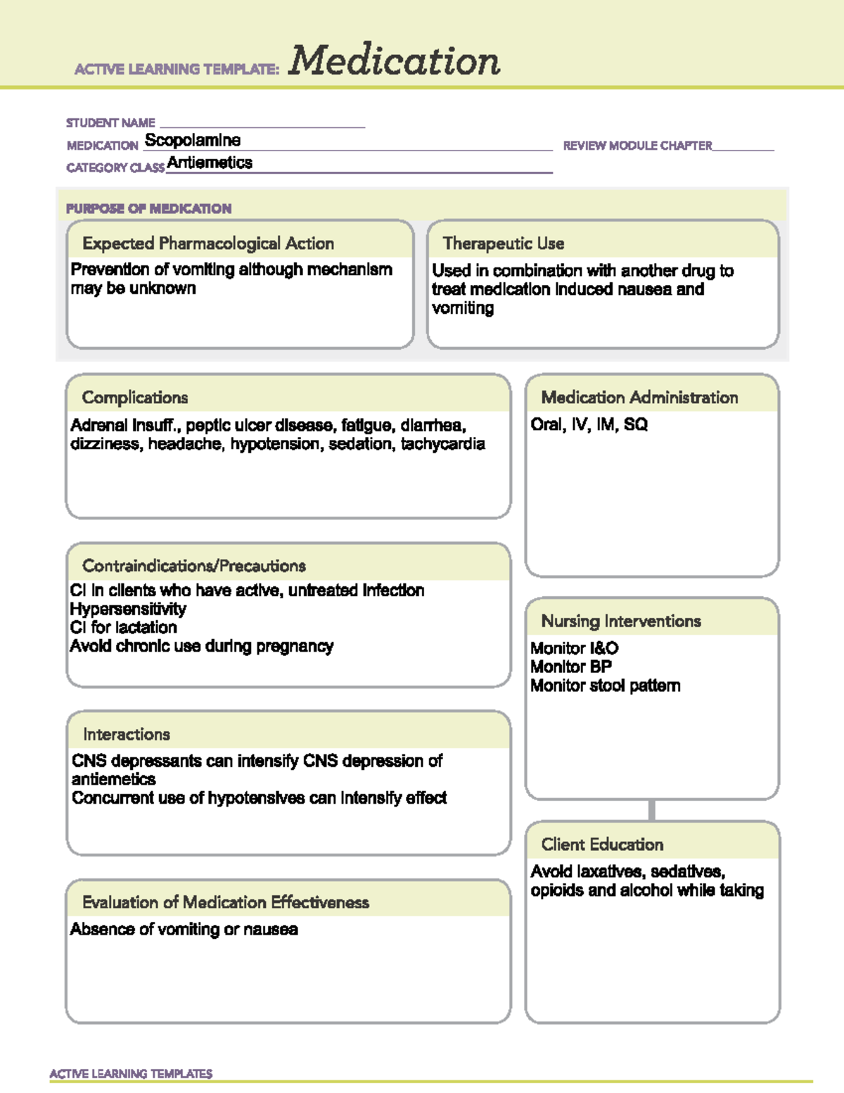 Scopolamine - The lecture notes on specific drugs and their purpose ...