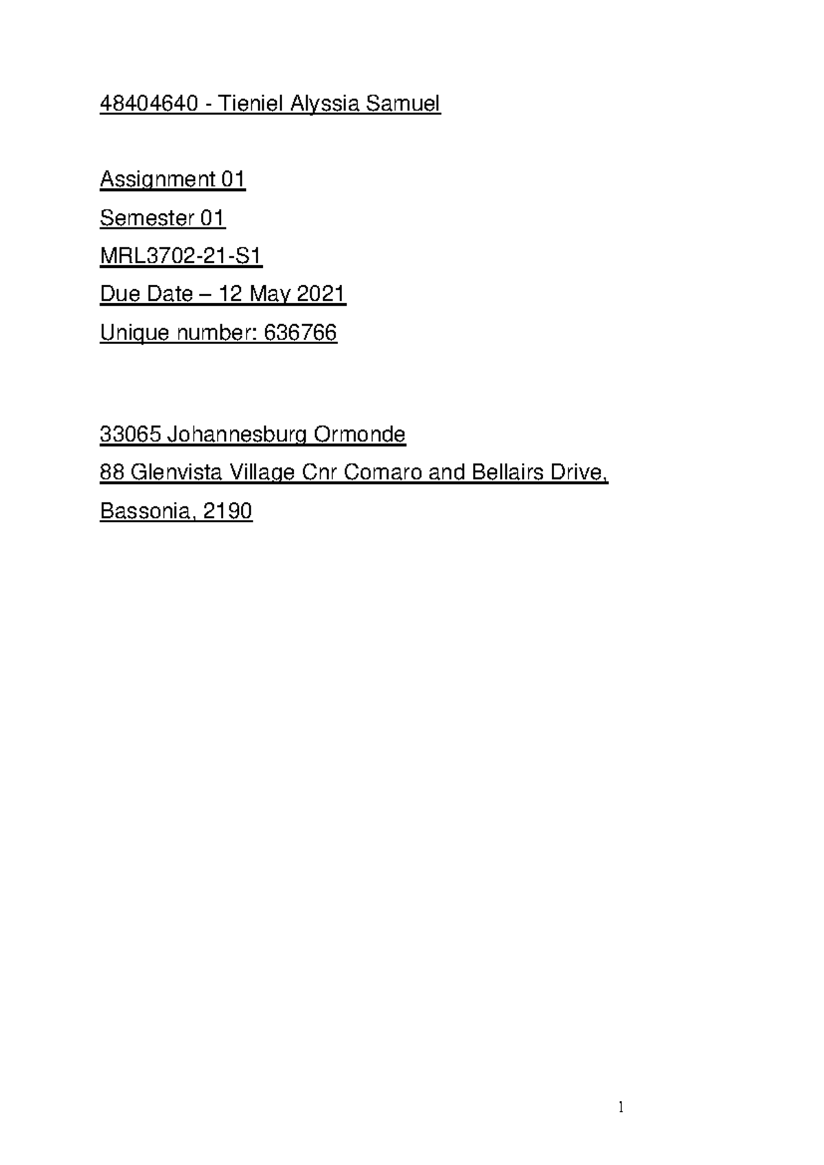 MRL3702-21-S1 Labour law Assignment 2 - MRL3702 - Unisa - Studocu