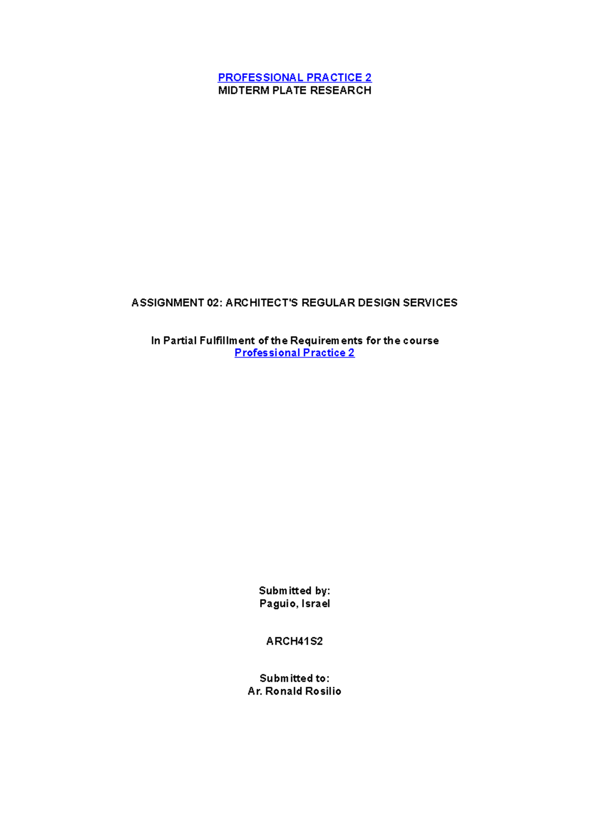 Paguio I Ass2 Architect's Regular Design Servicest Module 3 ...