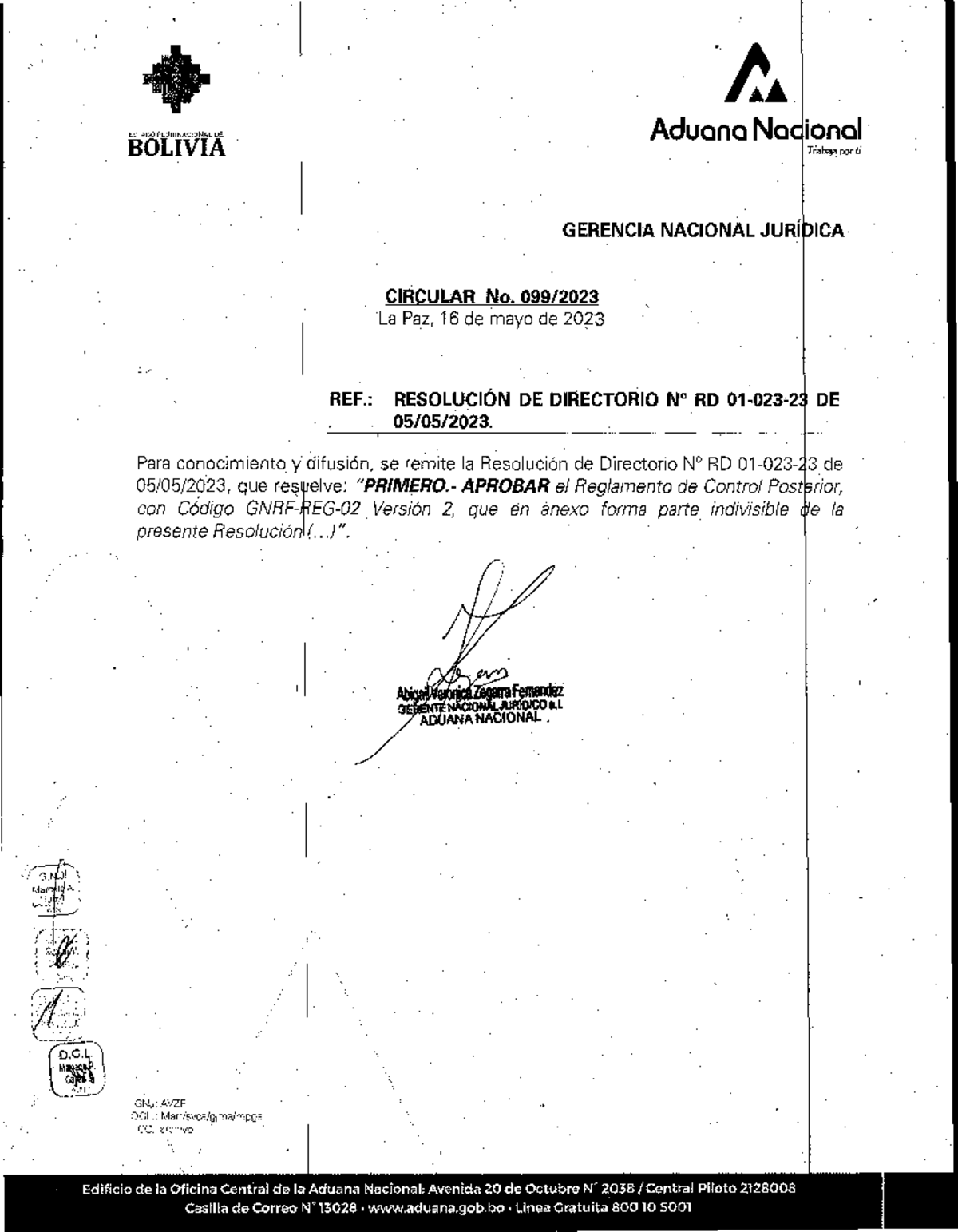 Reglamento DE Control Posterior - iba- ESTADO PLSRINACDNAL DE BOLIVIA Á ...