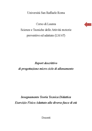 report-descrittivo-ttd-lm-67-universit-san-raffaele-roma-corso-di