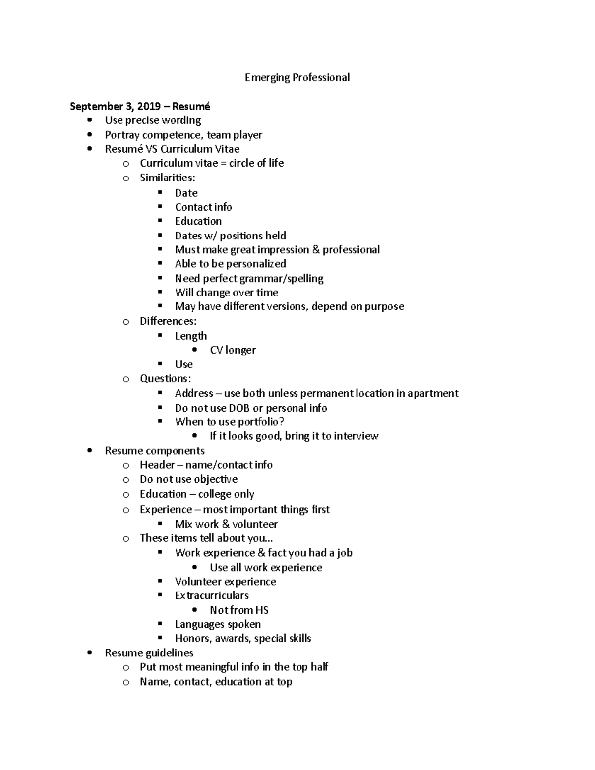 Emerging Professional Notes - Emerging Professional September 3, 2019 ...