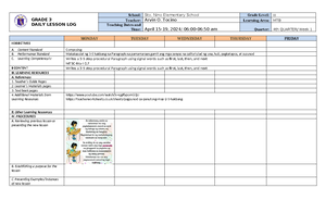 DLL Math 3 Q1 W1 - DLL for Math Quarter 3 - GRADE 3 DAILY LESSON LOG ...