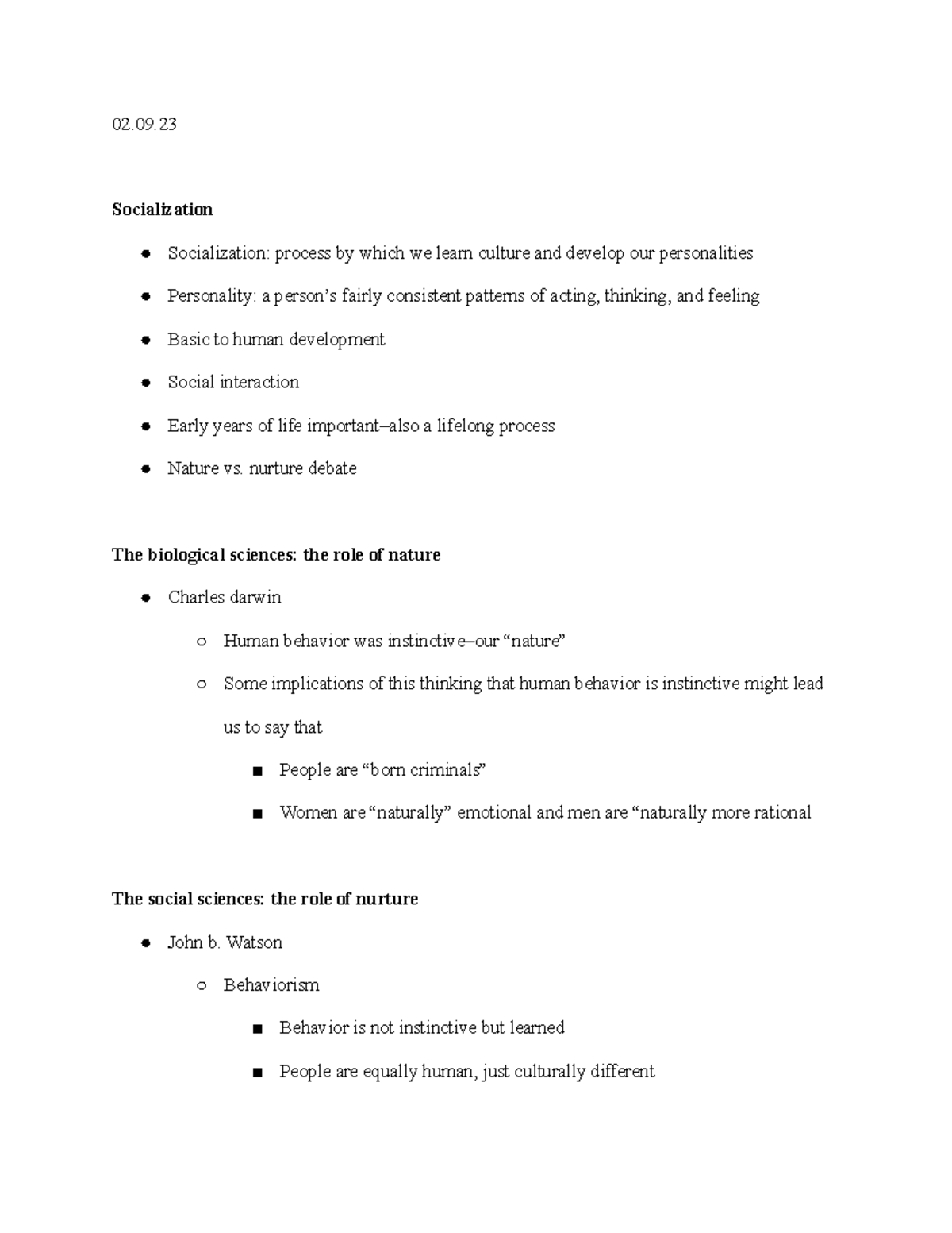 Studocu SOC001 02 09 23 - Notes from 02/09/23 with Professor Noble - 02 ...