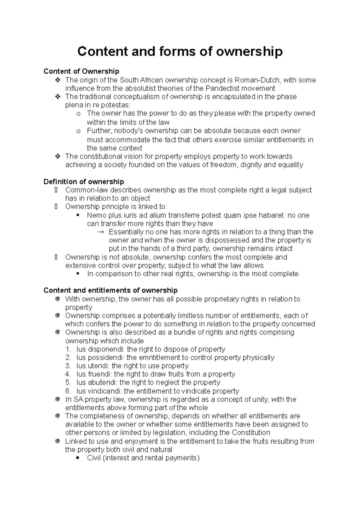 Content and forms of ownership copy Content and forms of ownership
