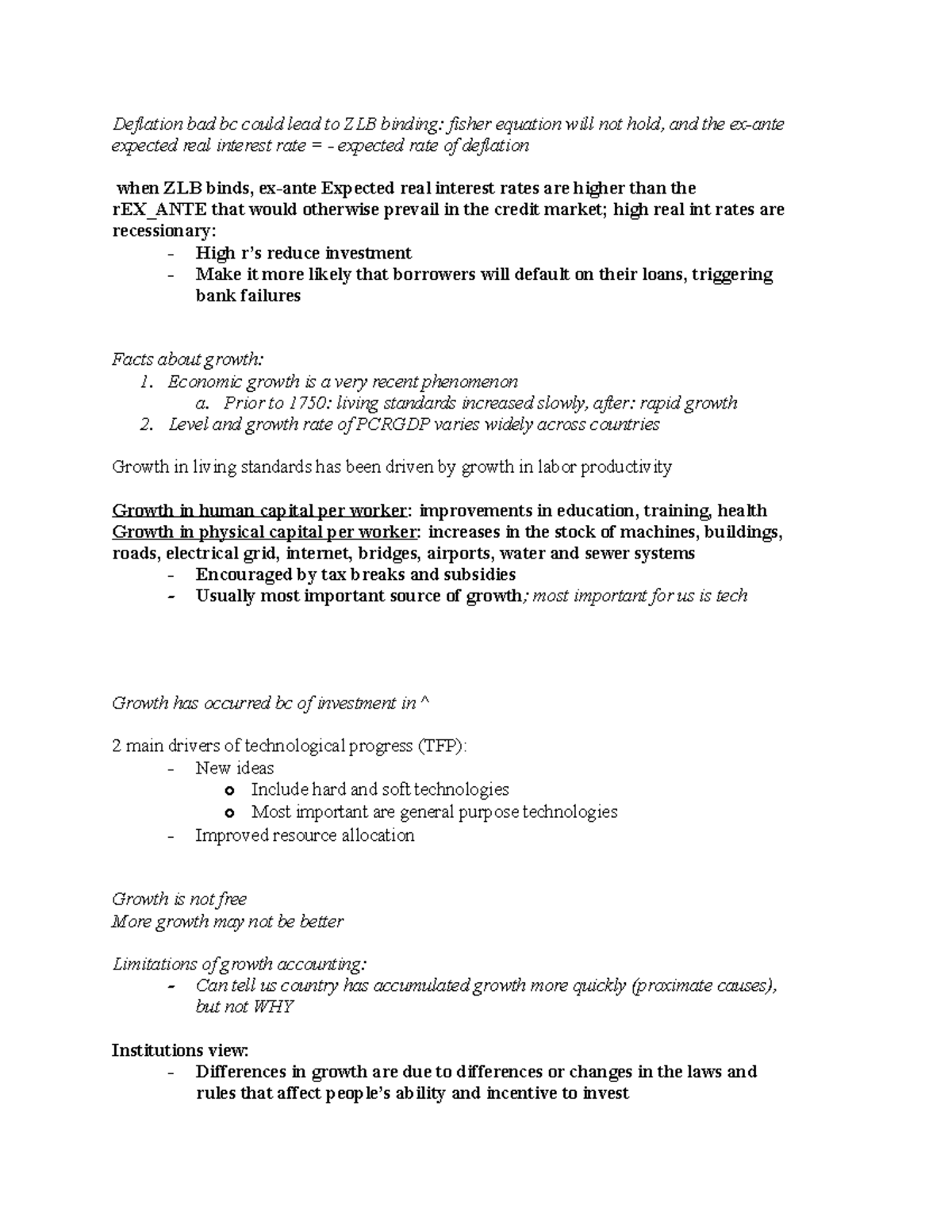 Exam 2 note sheet - Notes for exam 2 - Deflation bad bc could lead to ...